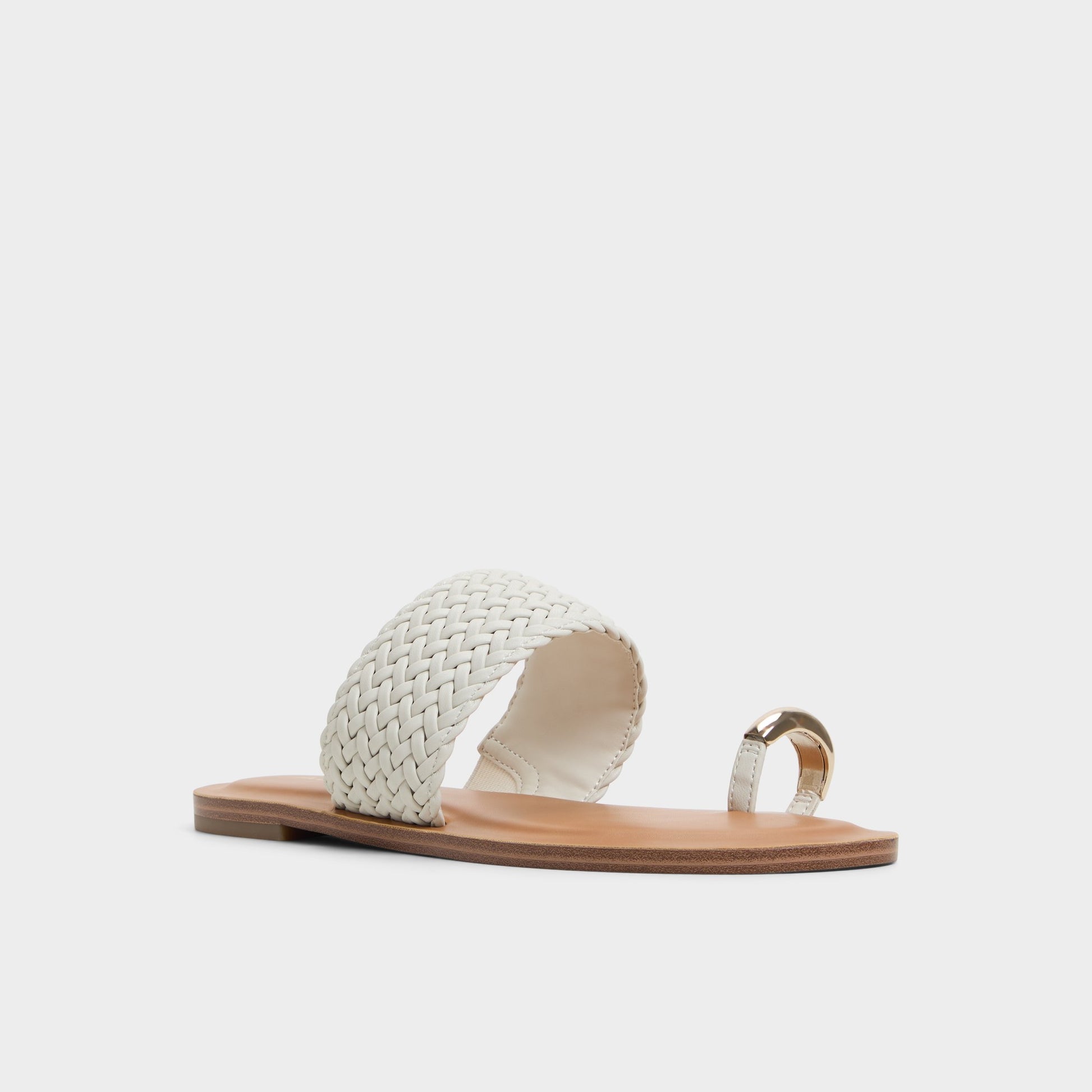 Three-quarter angle of White/Bone Beachwalk Slide sandal's front side