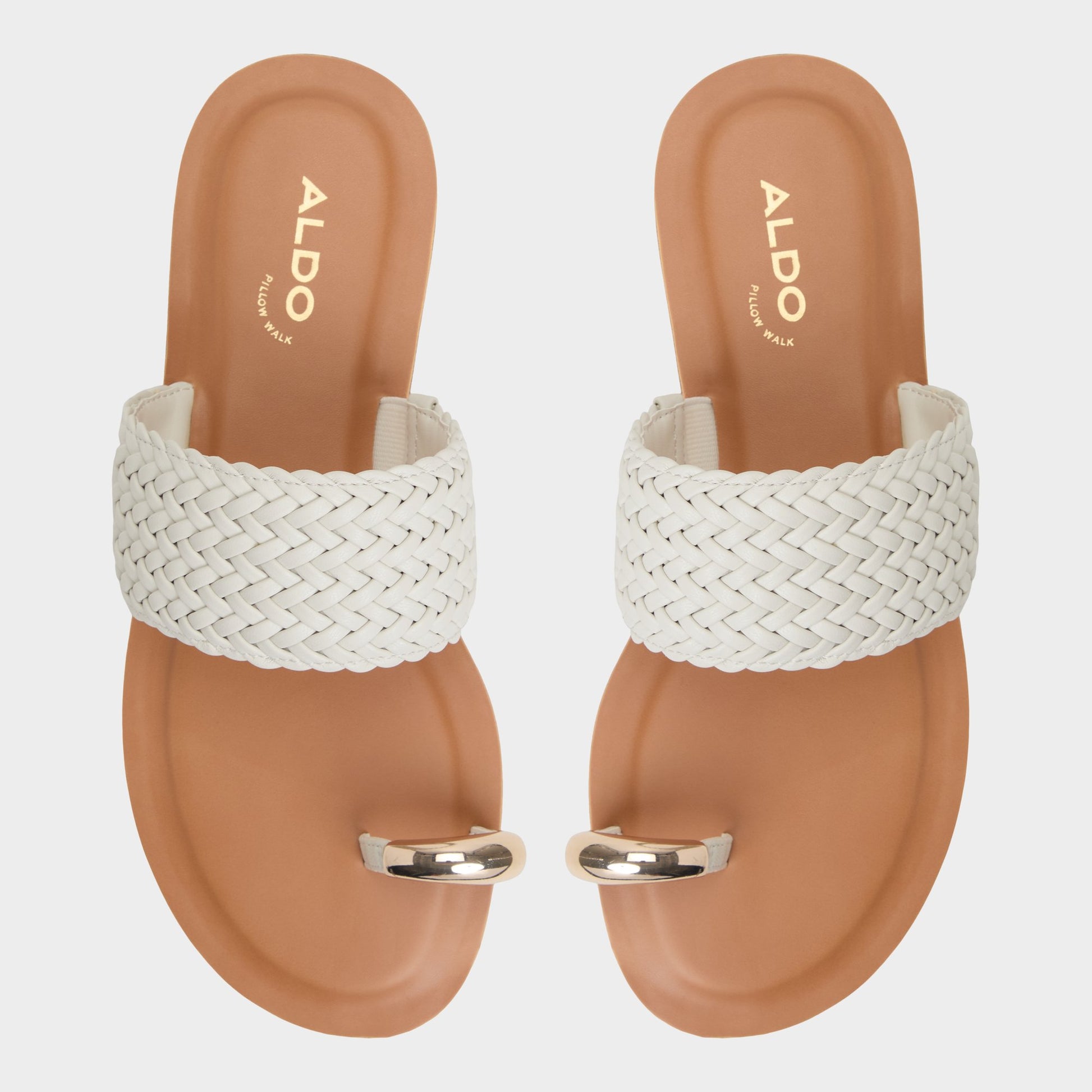 Top-down view of the White/Bone Beachwalk Slide sandal
