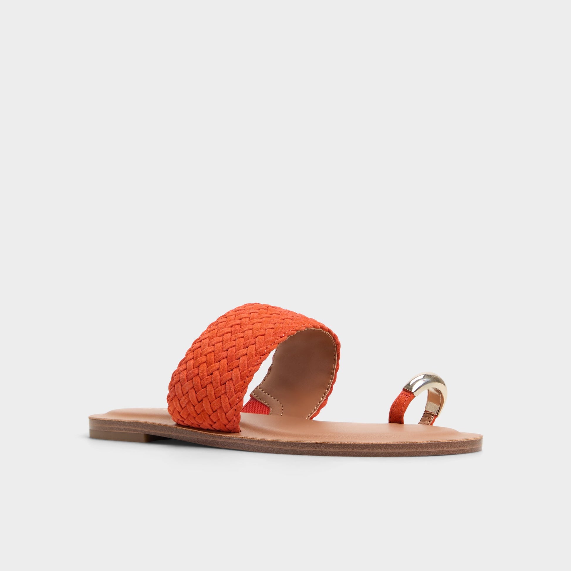 Three-quarter angle of Medium Red Beachwalk Slide sandal's front side