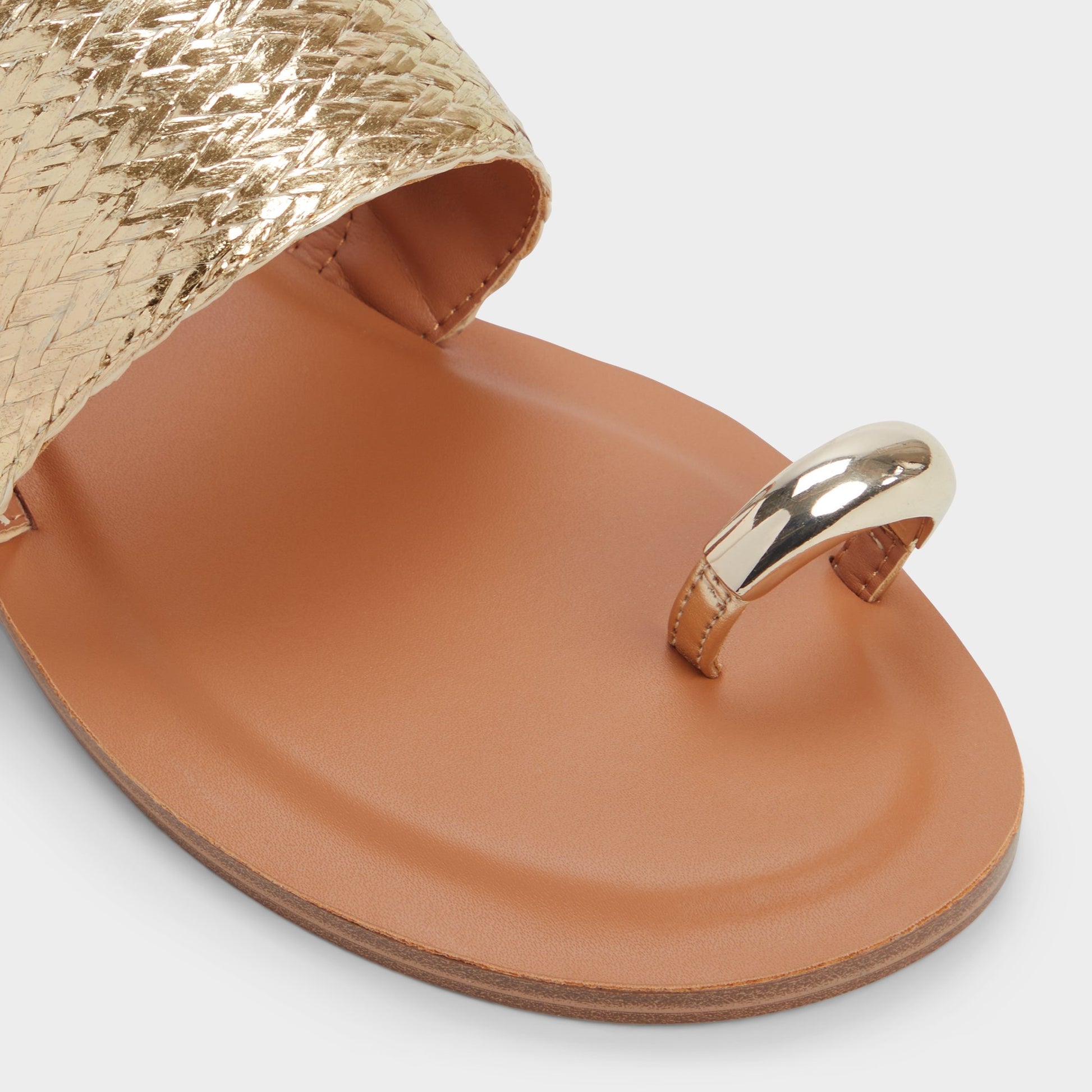 Close-up of the Gold Beachwalk Slide sandal