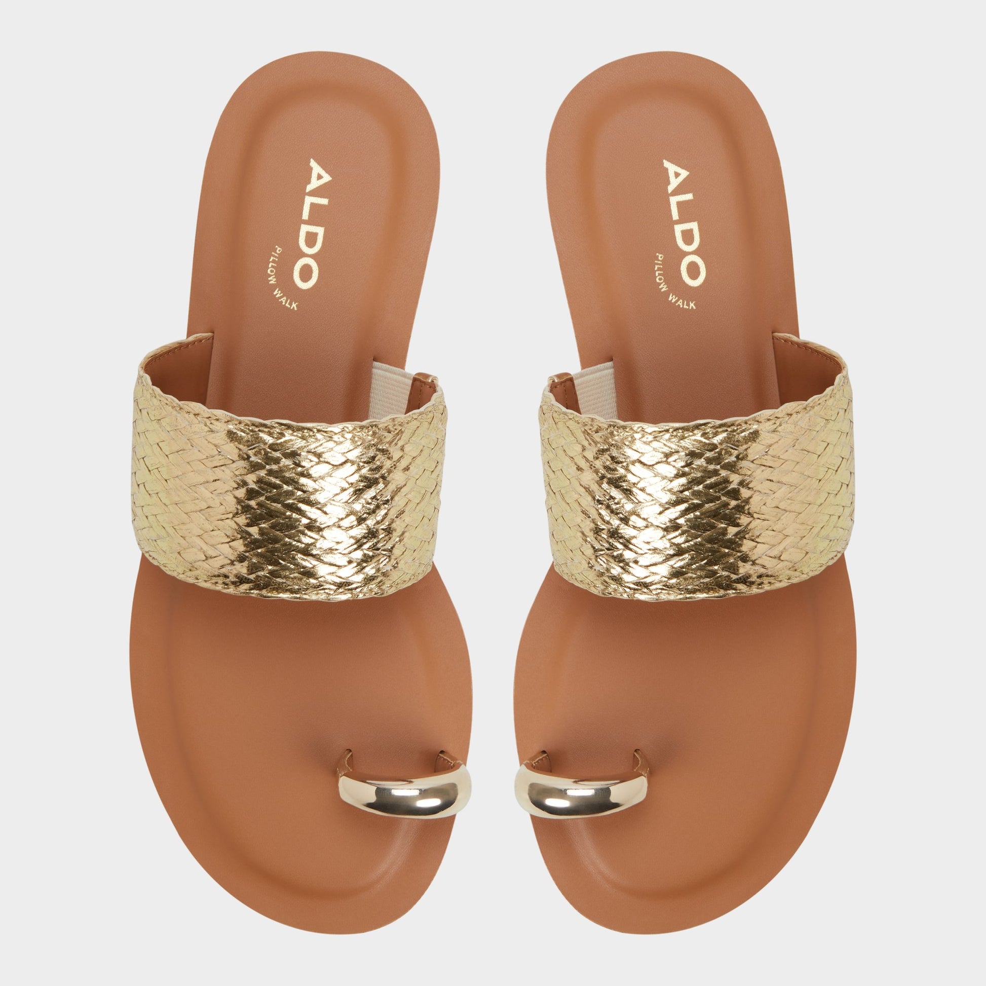 Top-down view of the Gold Beachwalk Slide sandal