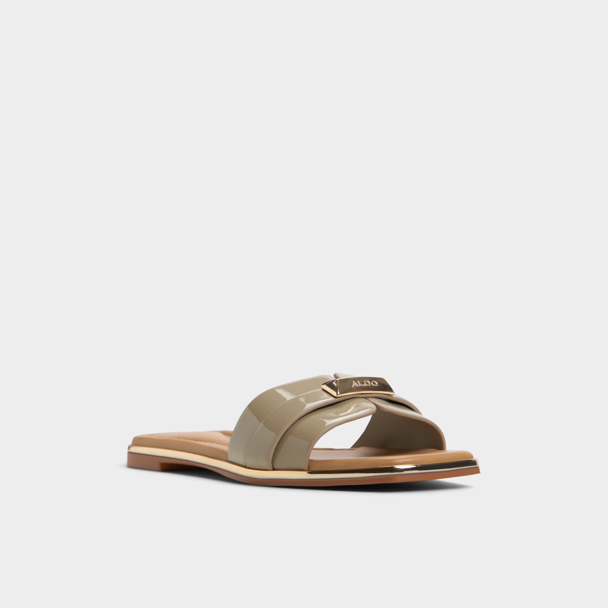 Three-quarter angle of Other Green Darine Slide sandal's front side