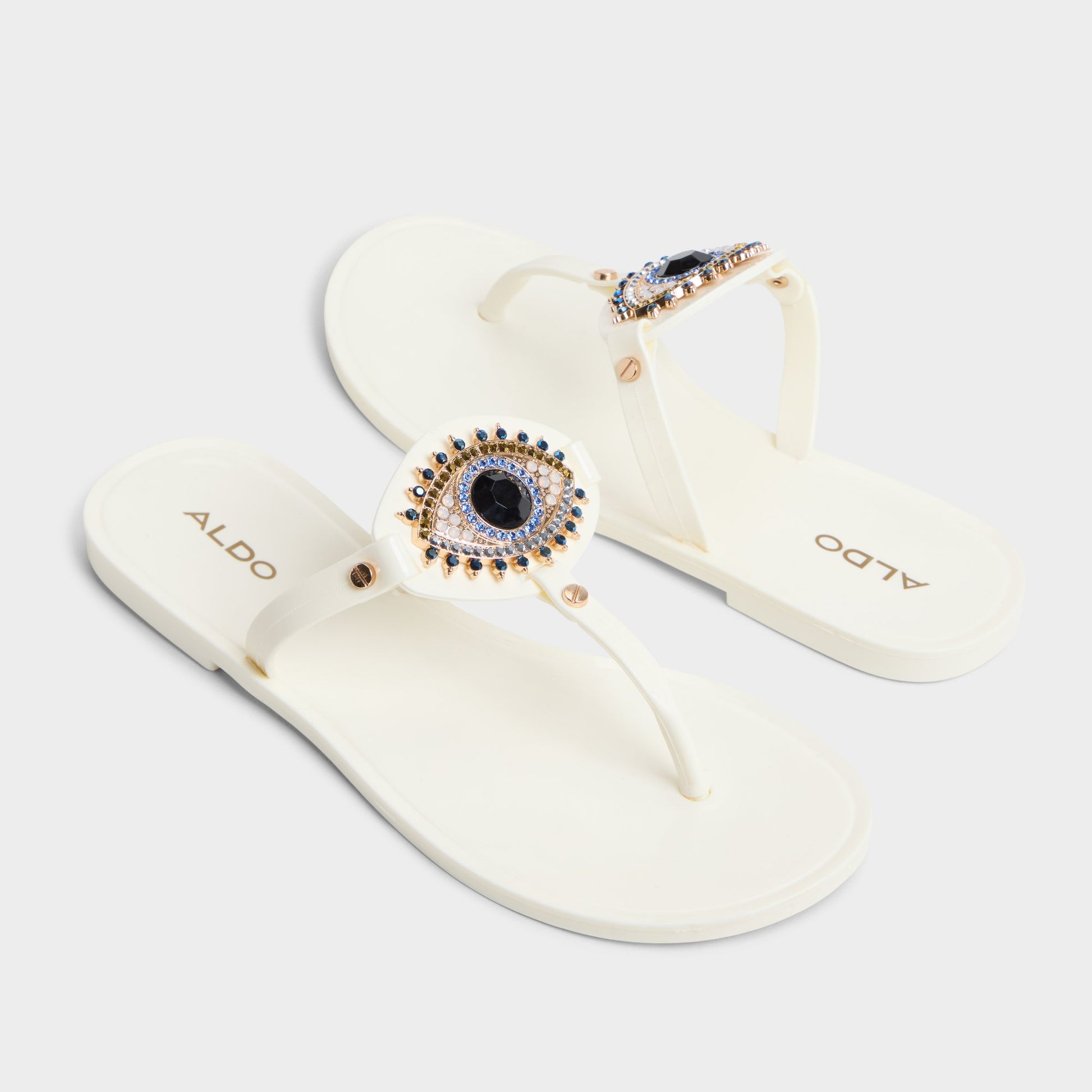Main View of White Ebariel T-strap sandal for Womens