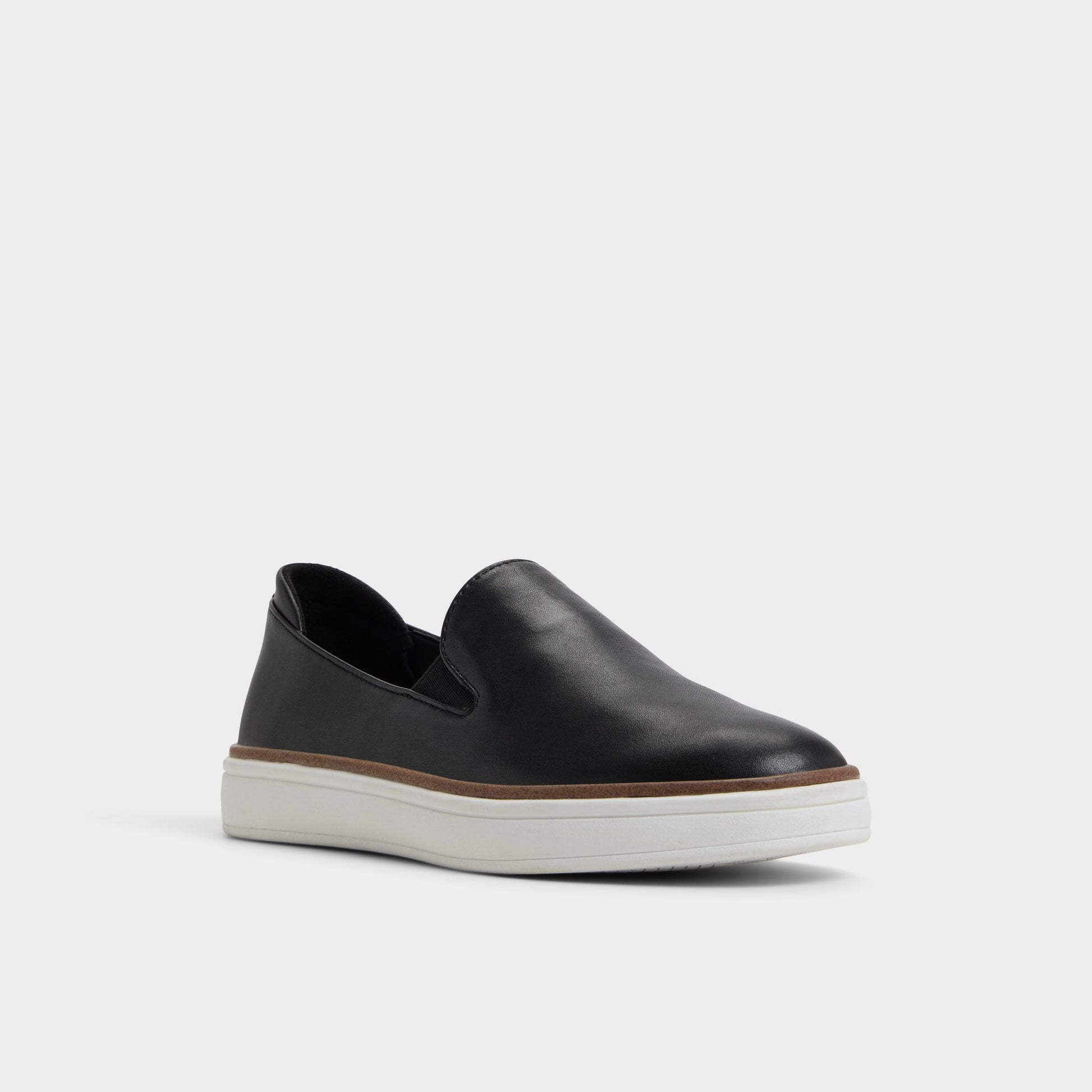 Three-quarter angle of Black Ballivian Slip-on sneaker's front side