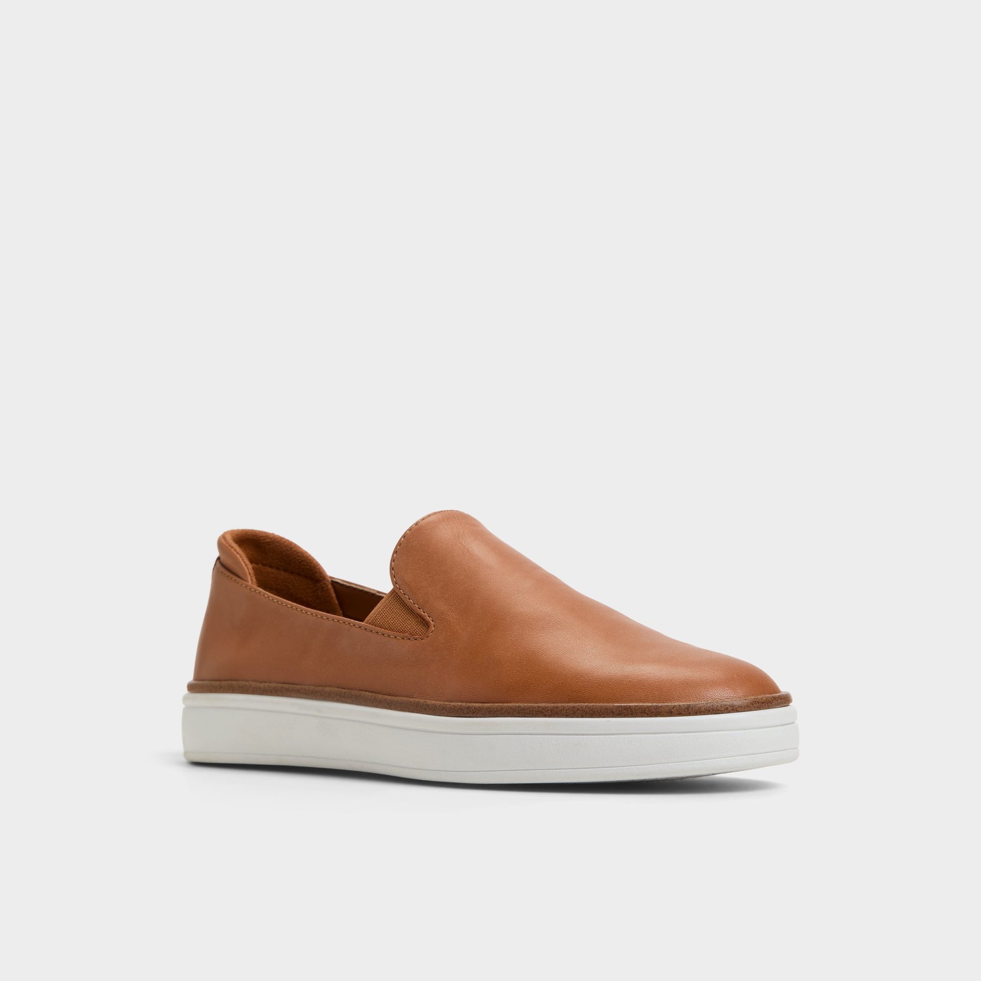Three-quarter angle of Light Brown Ballivian Slip-on sneaker's front side