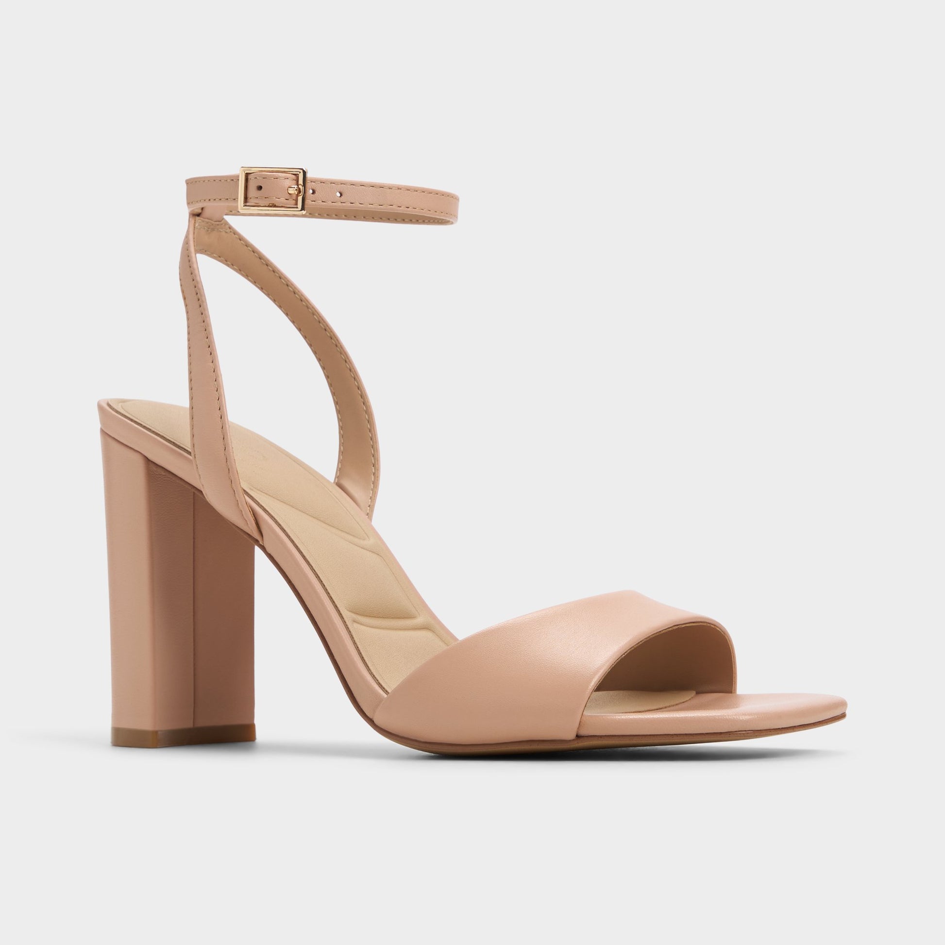 Three-quarter angle of Beige Serenya Heeled sandal's front side