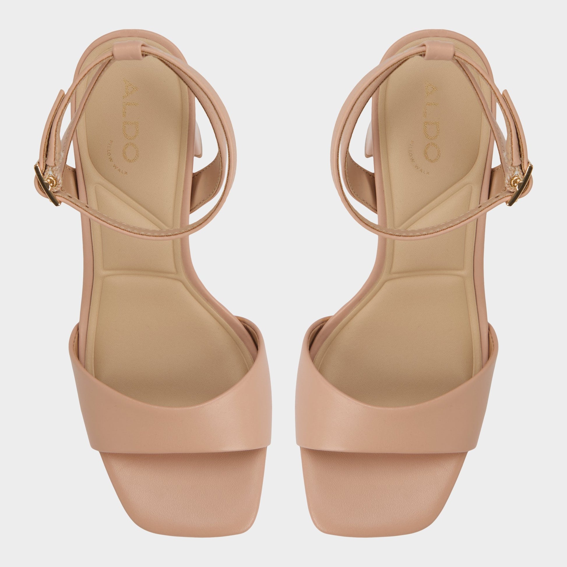Top-down view of the Beige Serenya Heeled sandal