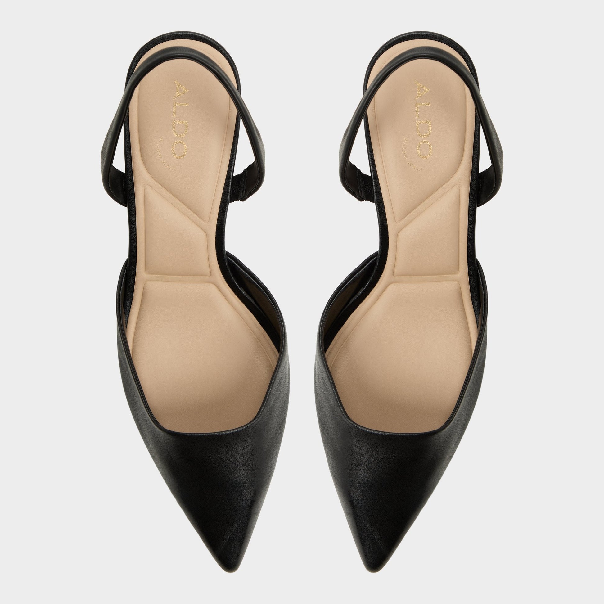 Top-down view of the Other Black Gavedessi Slingback heel