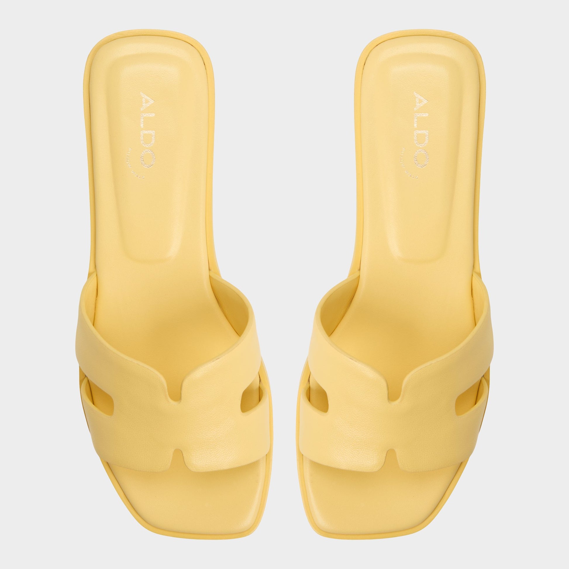 Top-down view of the Yellow Itsandal Slide sandal