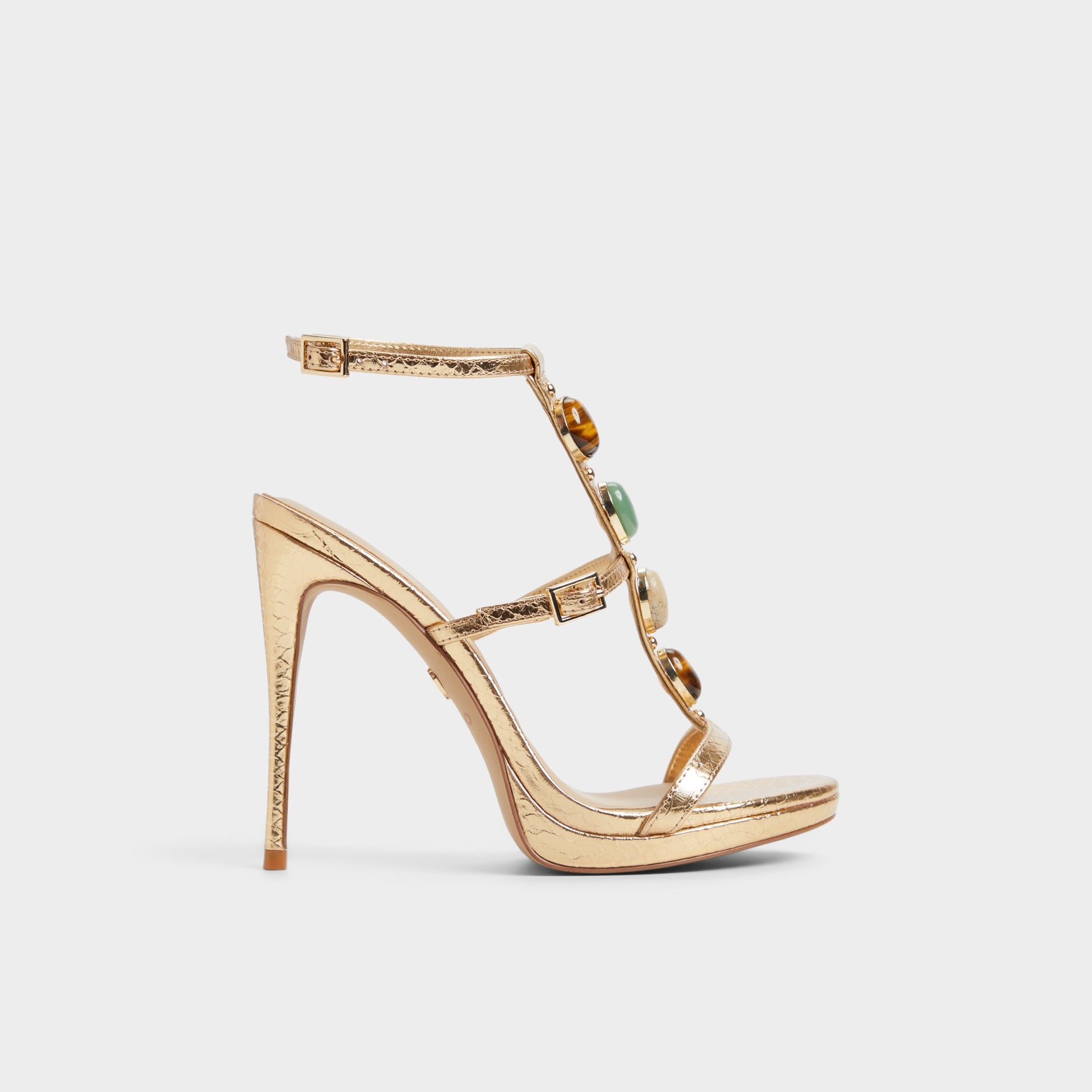 Main View of Gold Opalia Strappy heeled sandal for Womens