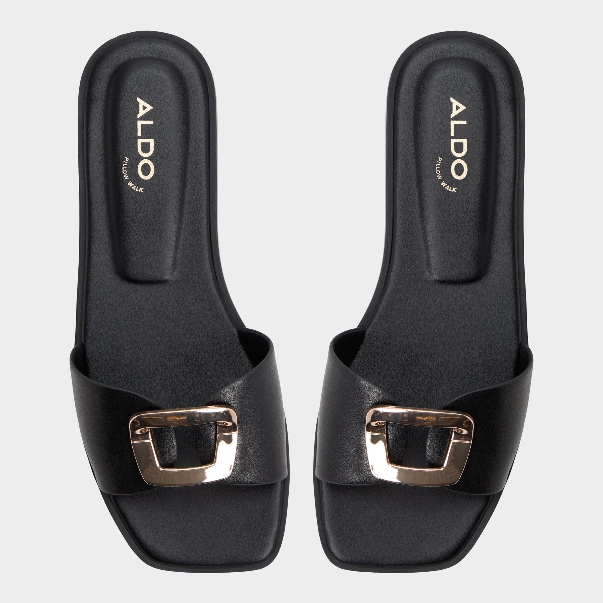 Top-down view of the Black Tidella Slide sandal