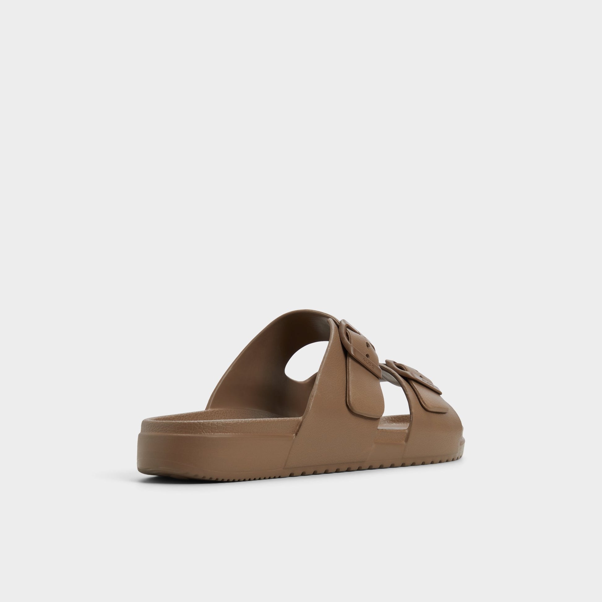 Three-quarter angle of Light Brown Hideo Slide sandal's back side