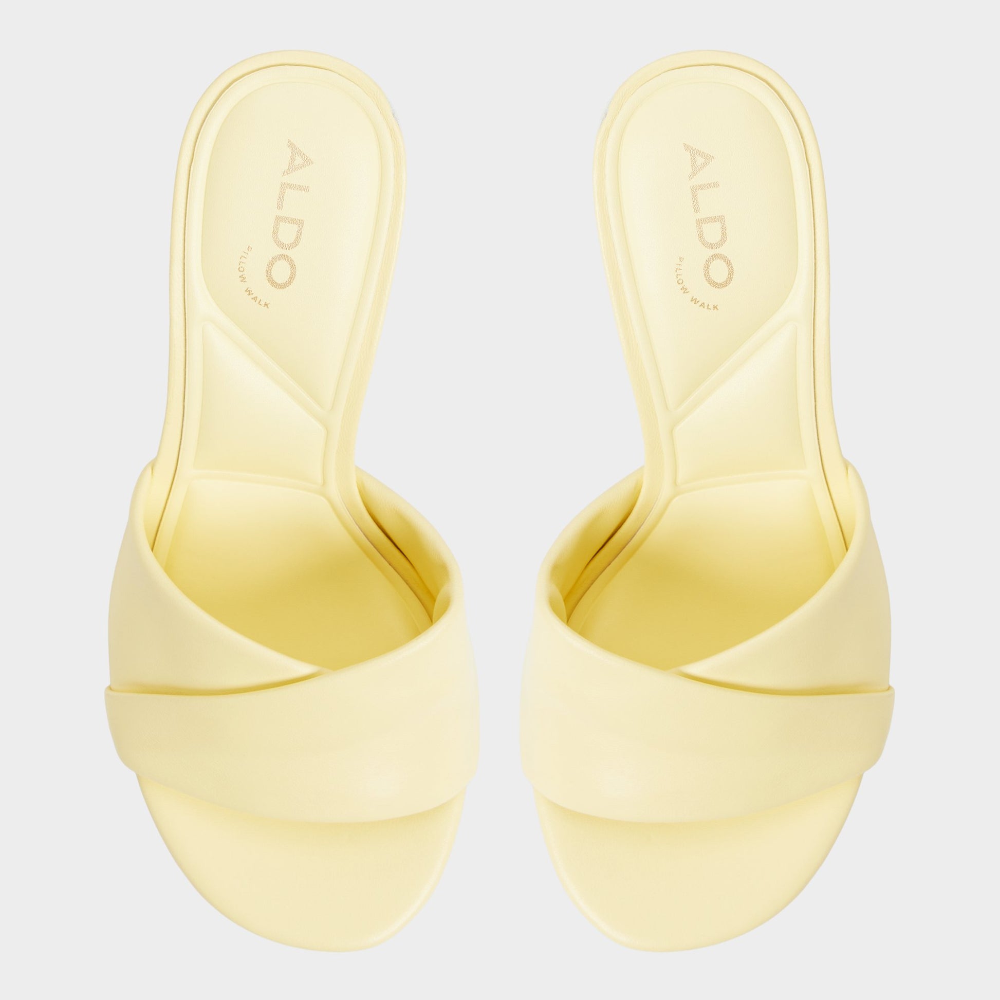 Top-down view of the Light Yellow Lyhanna Heeled mule