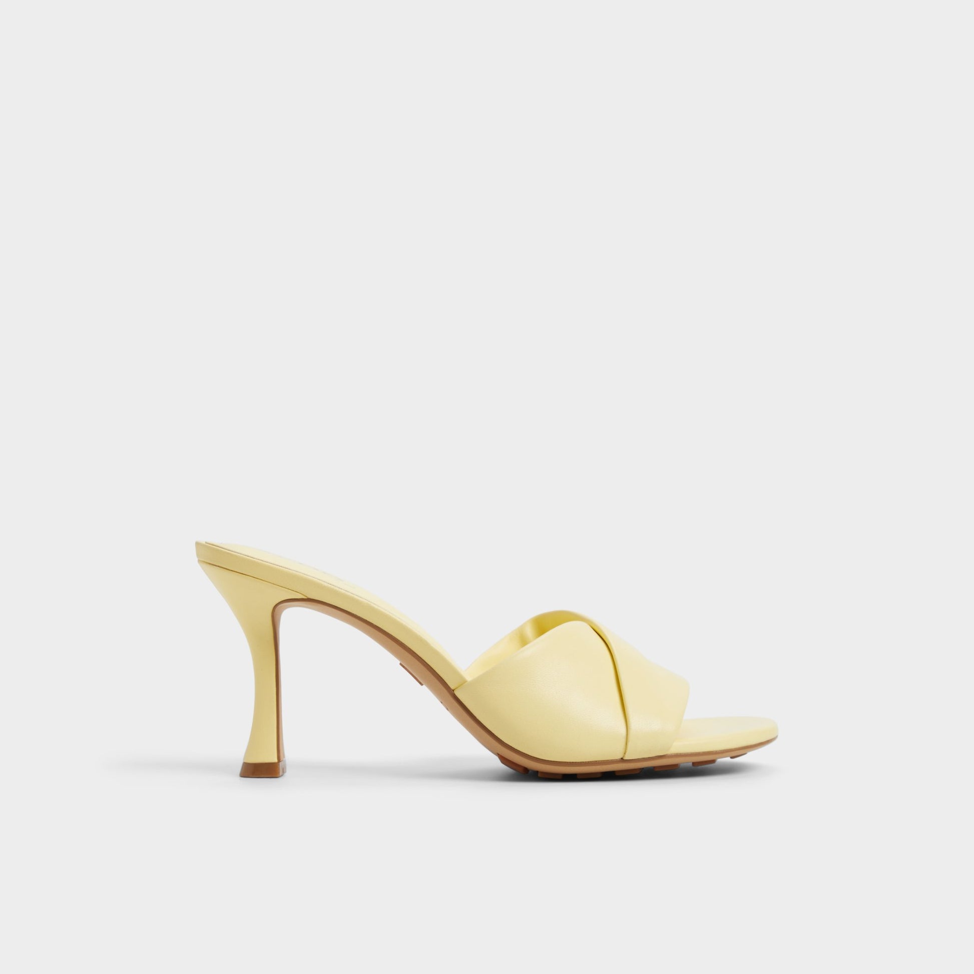 Main View of Light Yellow Lyhanna Heeled mule for Womens