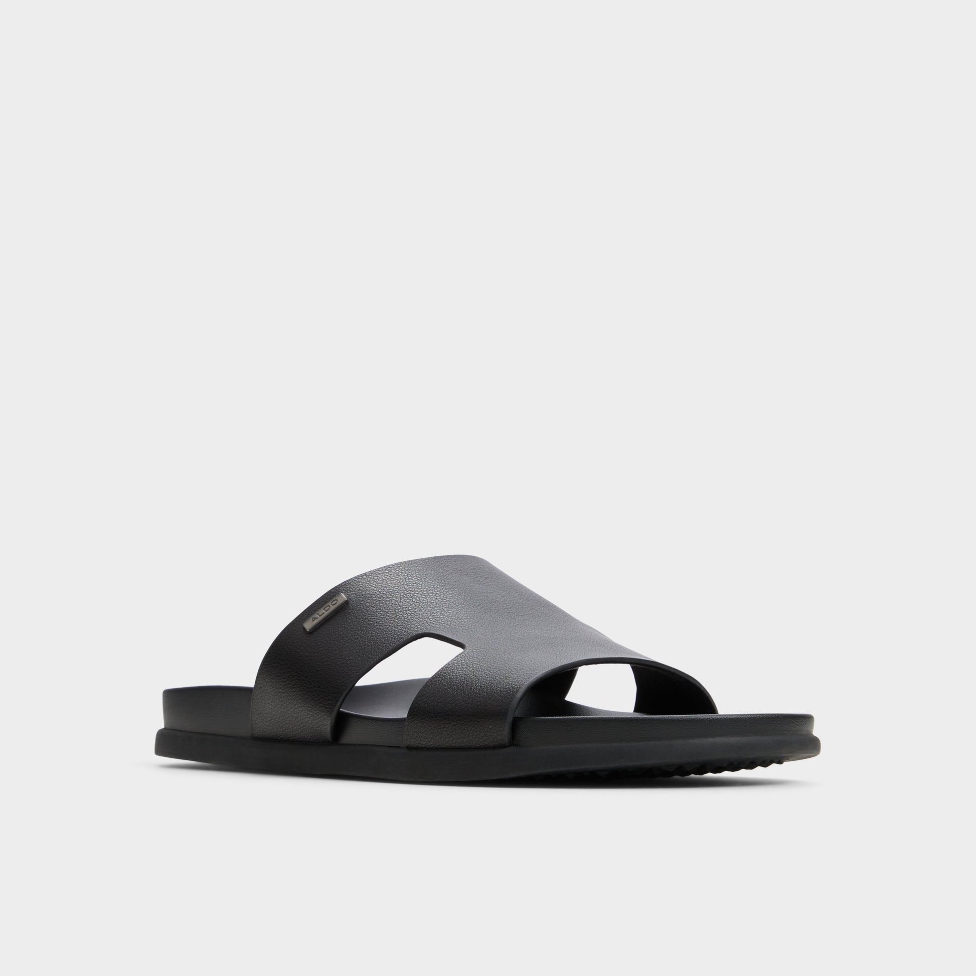 Three-quarter angle of Other black Mondi Slide sandal's front side