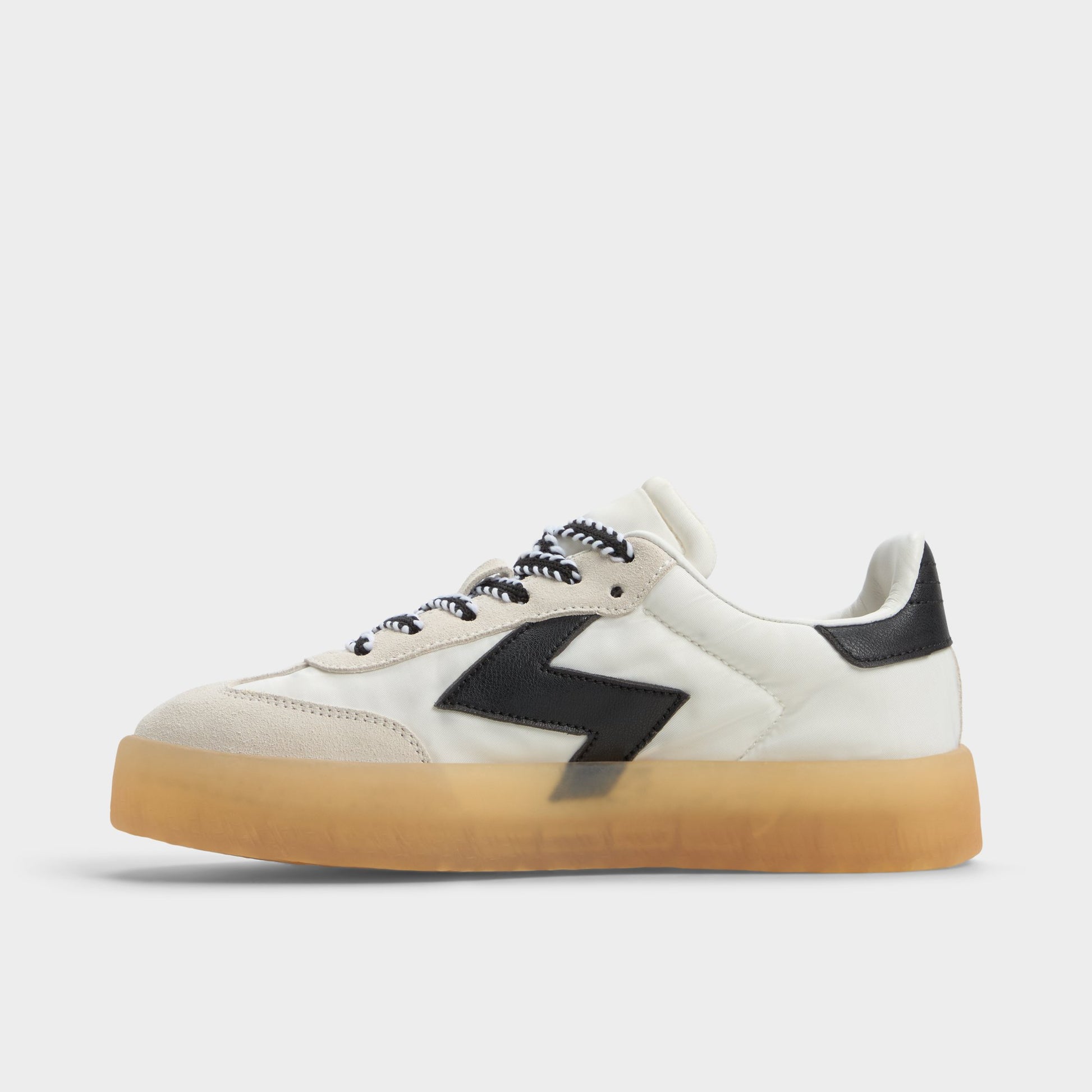Side view of White/Black Retrostep Low top sneaker
