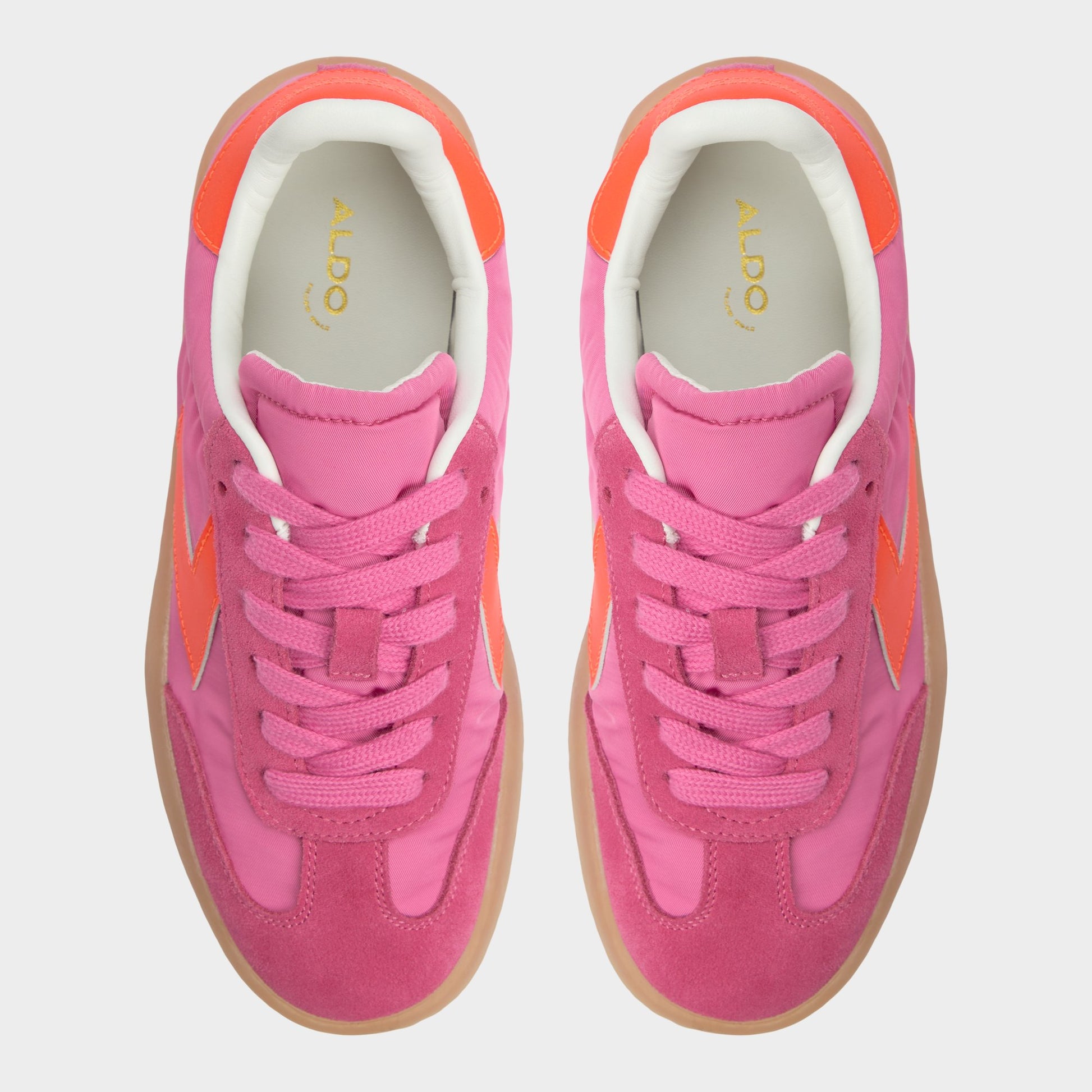 Top-down view of the Bright Pink Retrostep Low top sneaker
