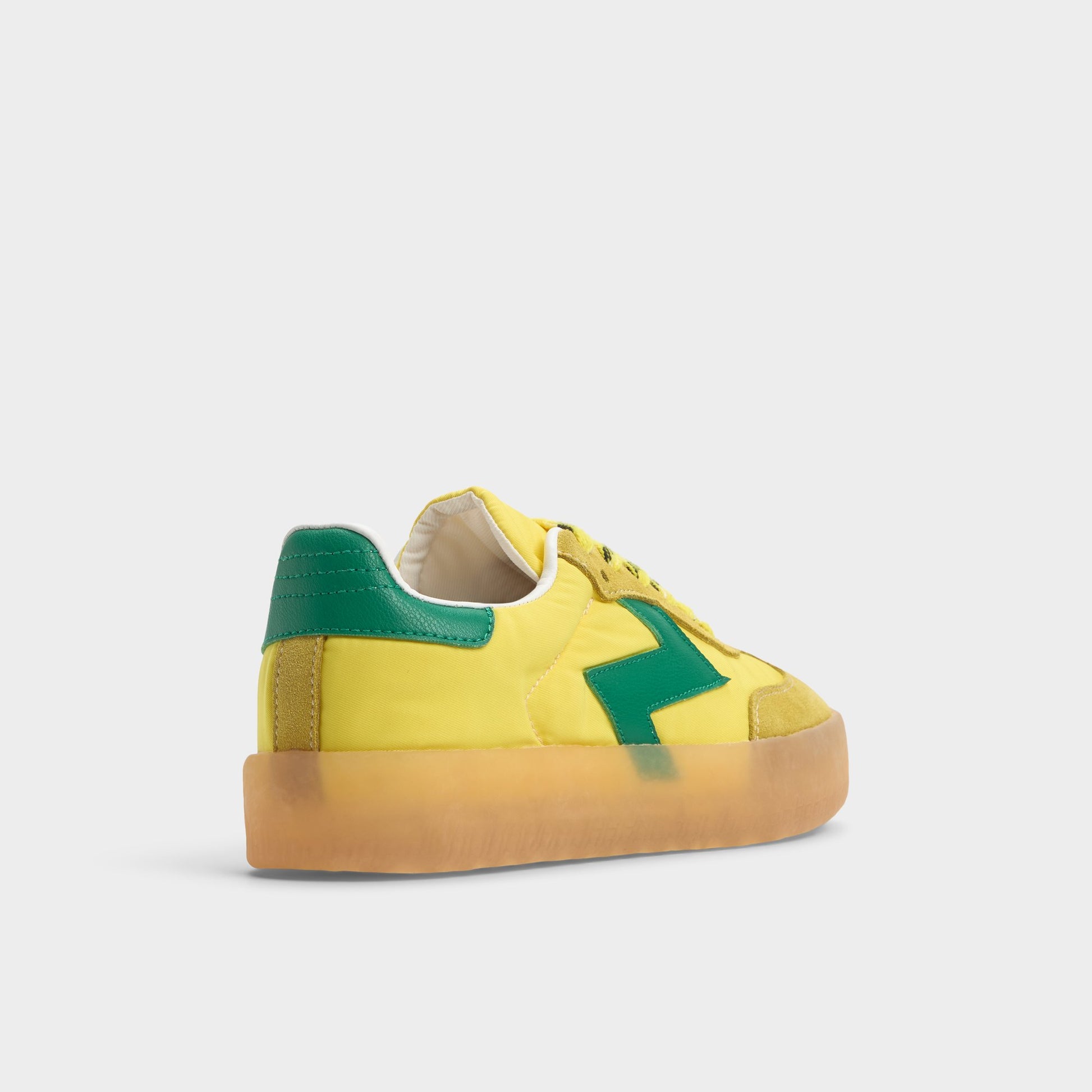 Three-quarter angle of Yellow Multi Retrostep Low top sneaker's back side