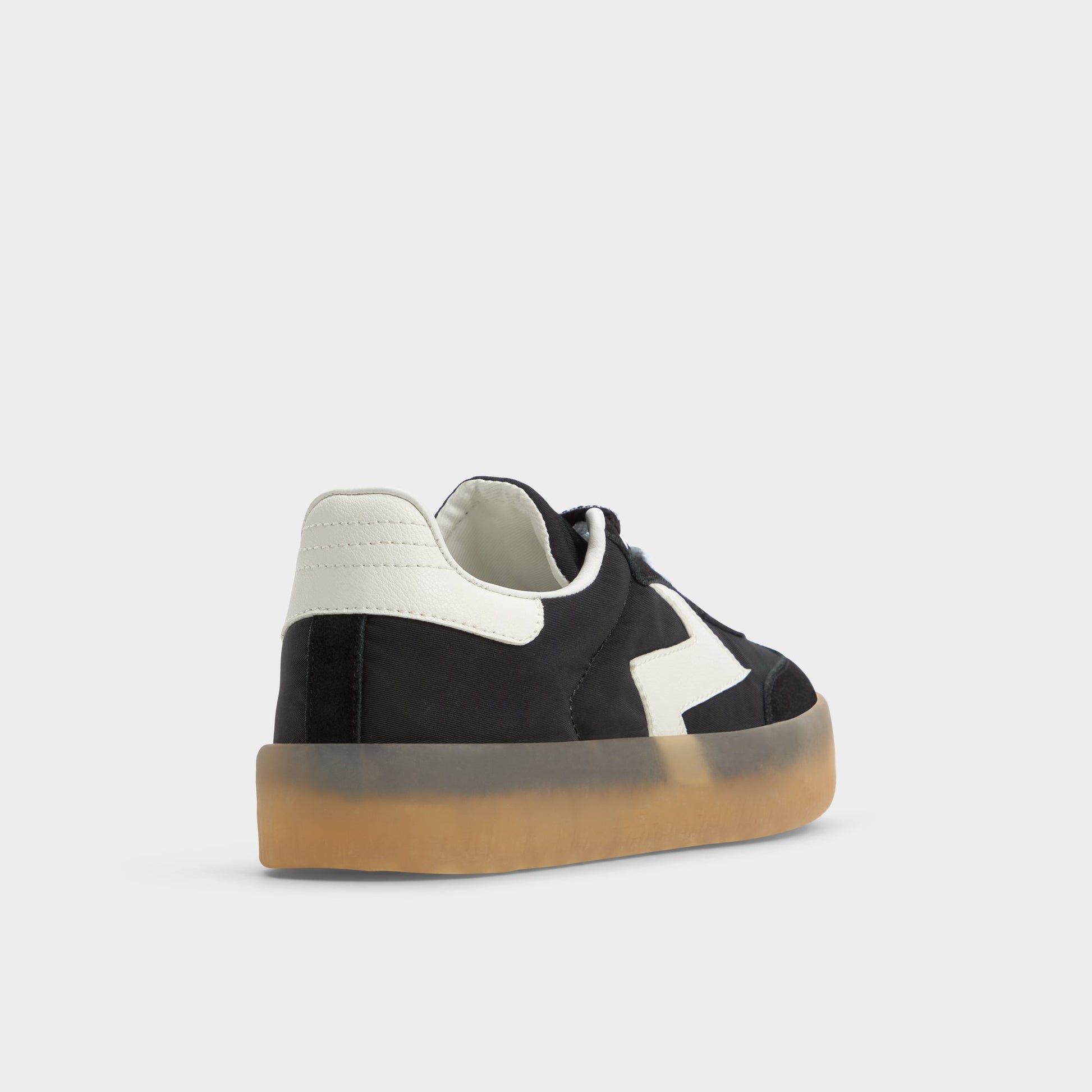 Three-quarter angle of Black Retrostep Low top sneaker's back side