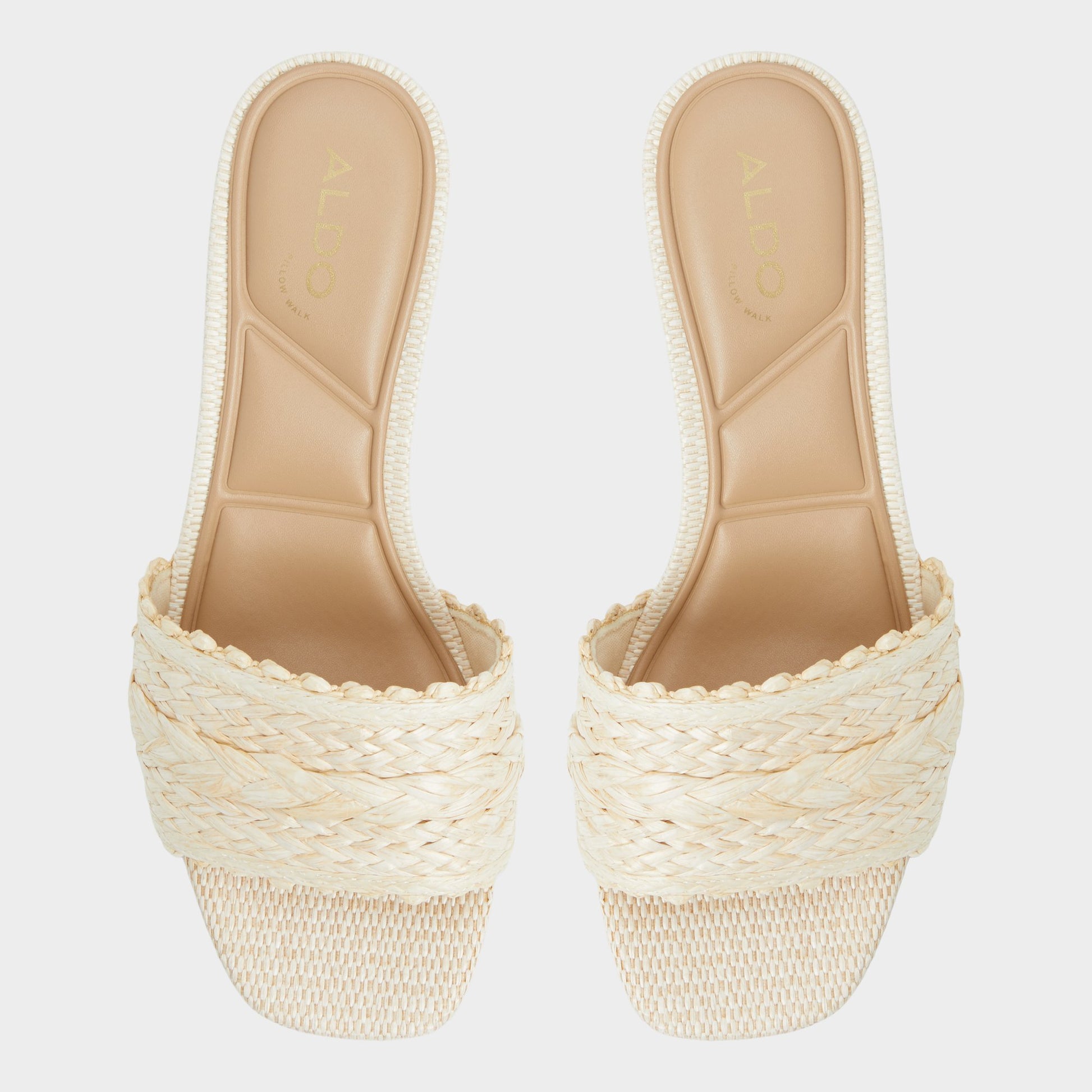 Top-down view of the Natural Claudina Heeled mule