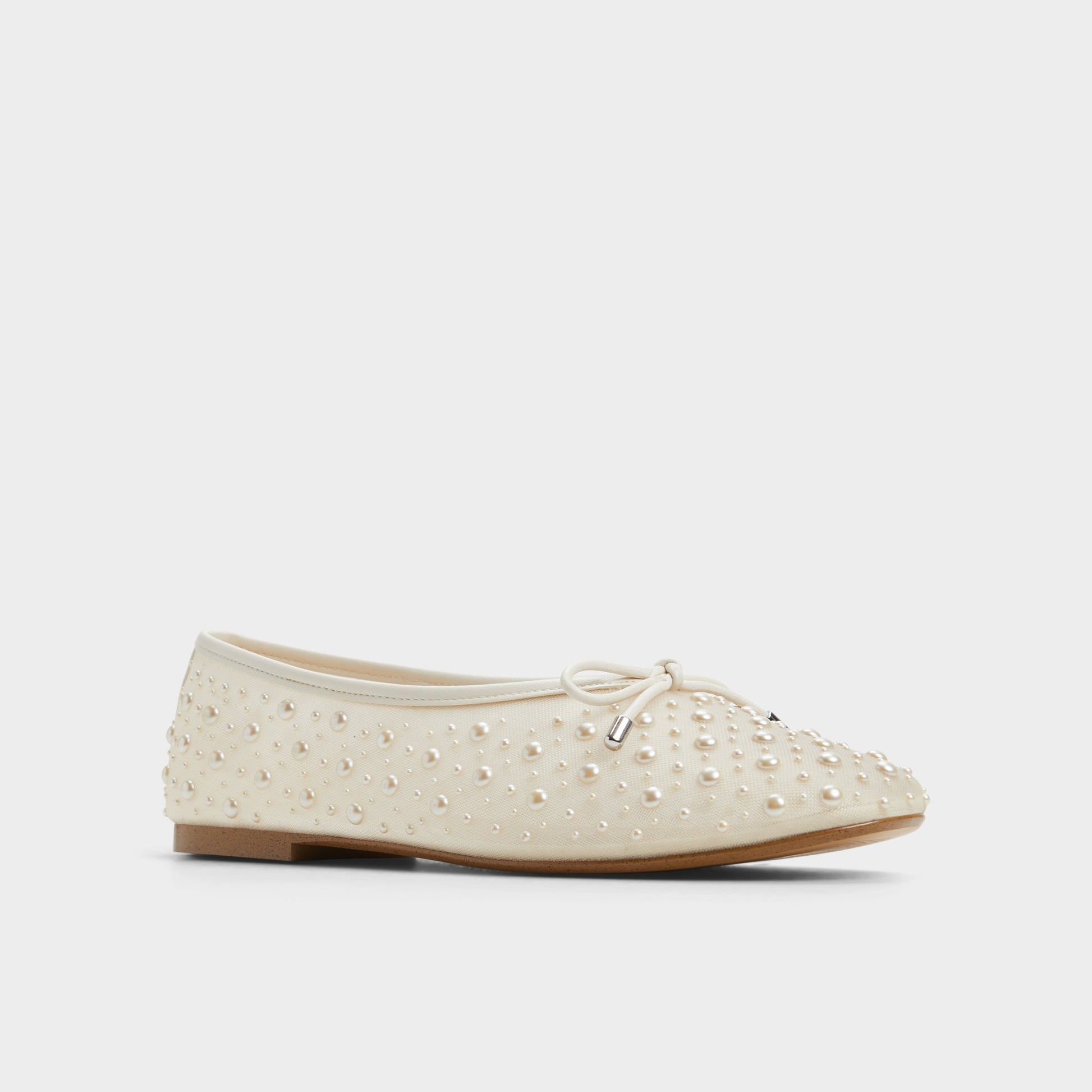 Three-quarter angle of White/Bone Joselie Ballerina's front side