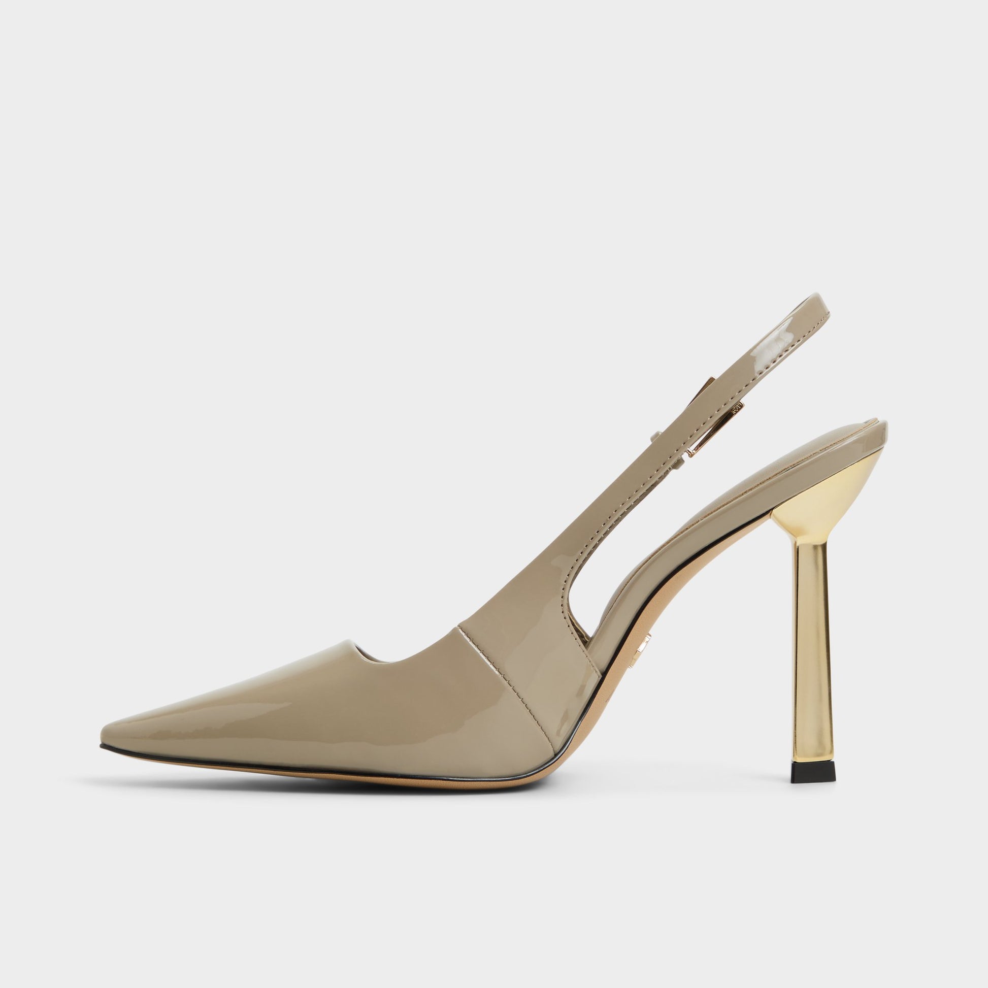 Side view of Other Green Marysa Slingback heel