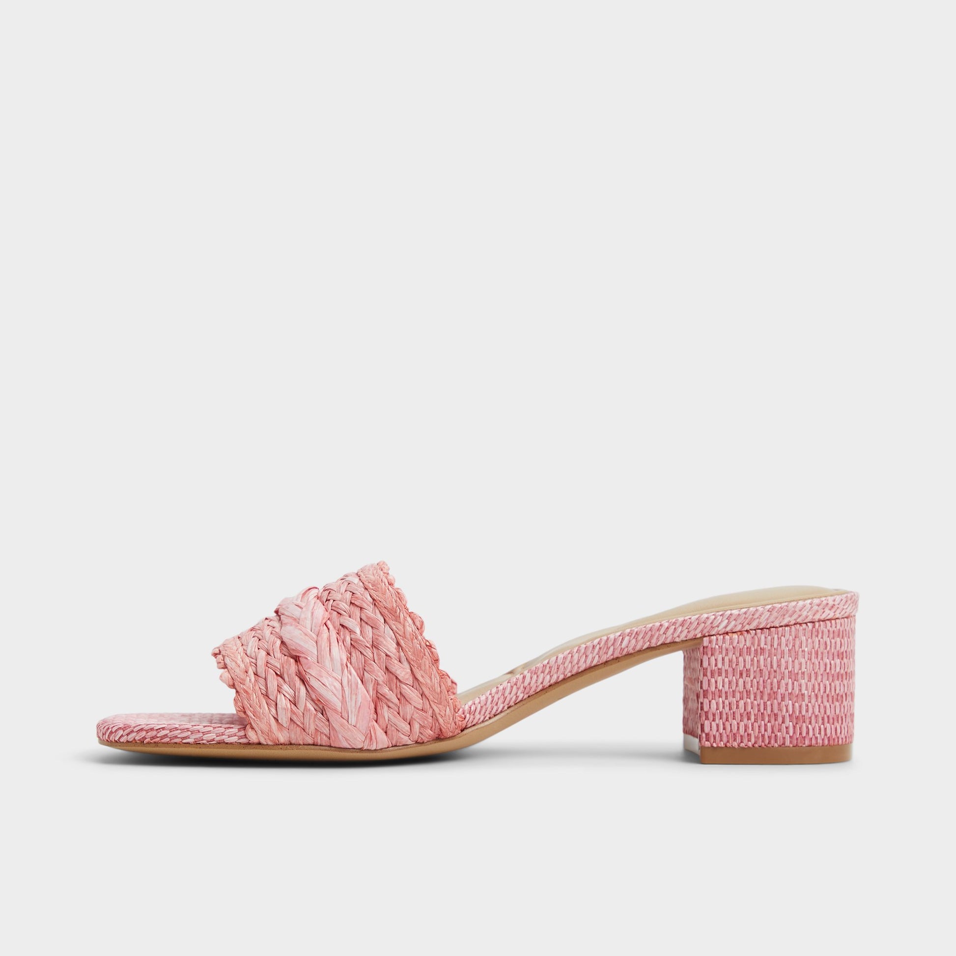 Side view of Other Pink Claudina Heeled mule