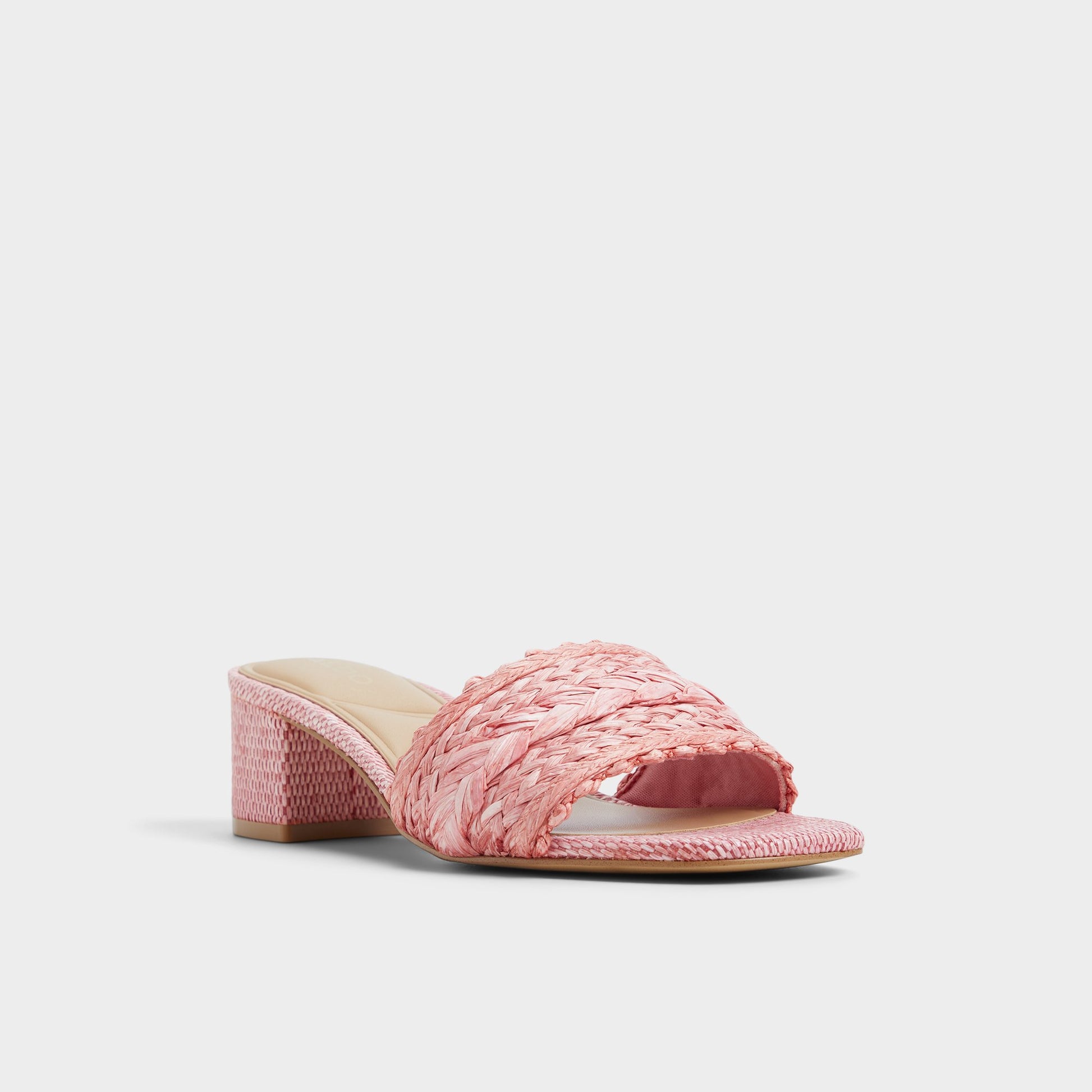 Three-quarter angle of Other Pink Claudina Heeled mule's front side