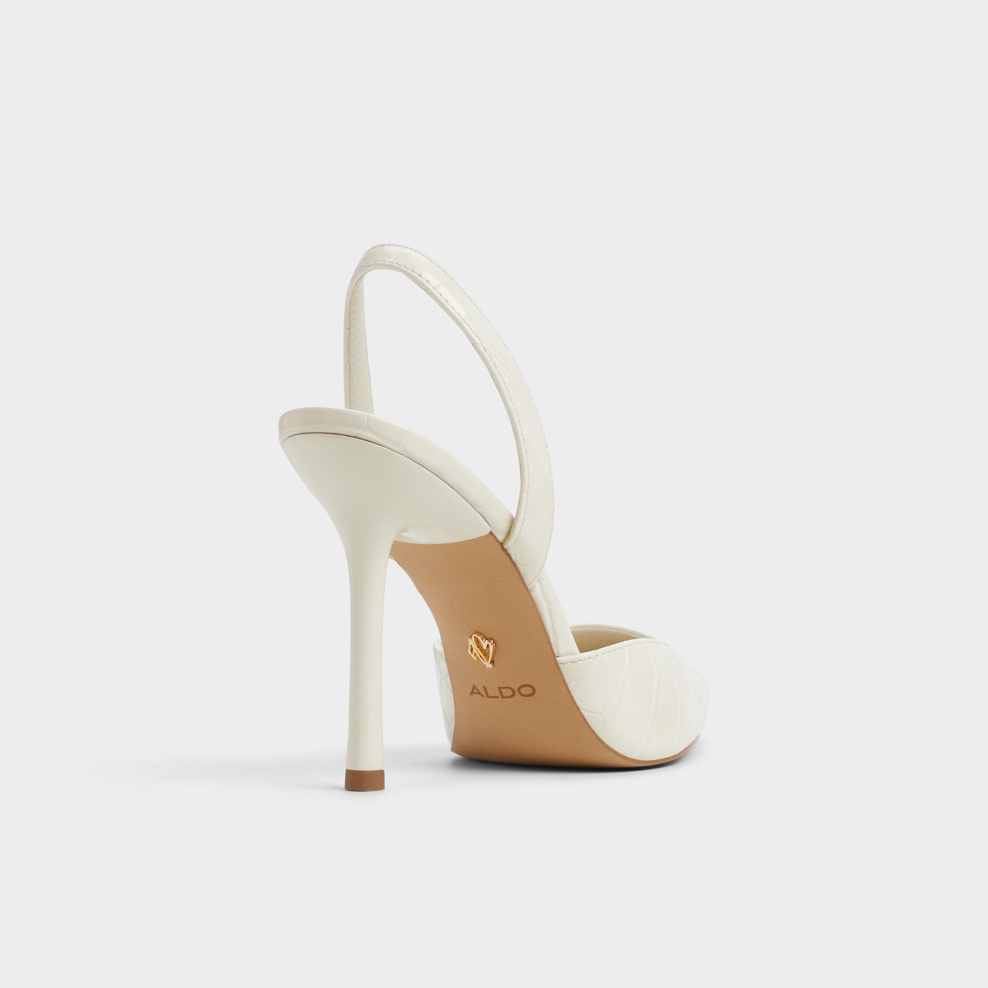 Three-quarter angle of Other White Berolden Slingback heel's back side