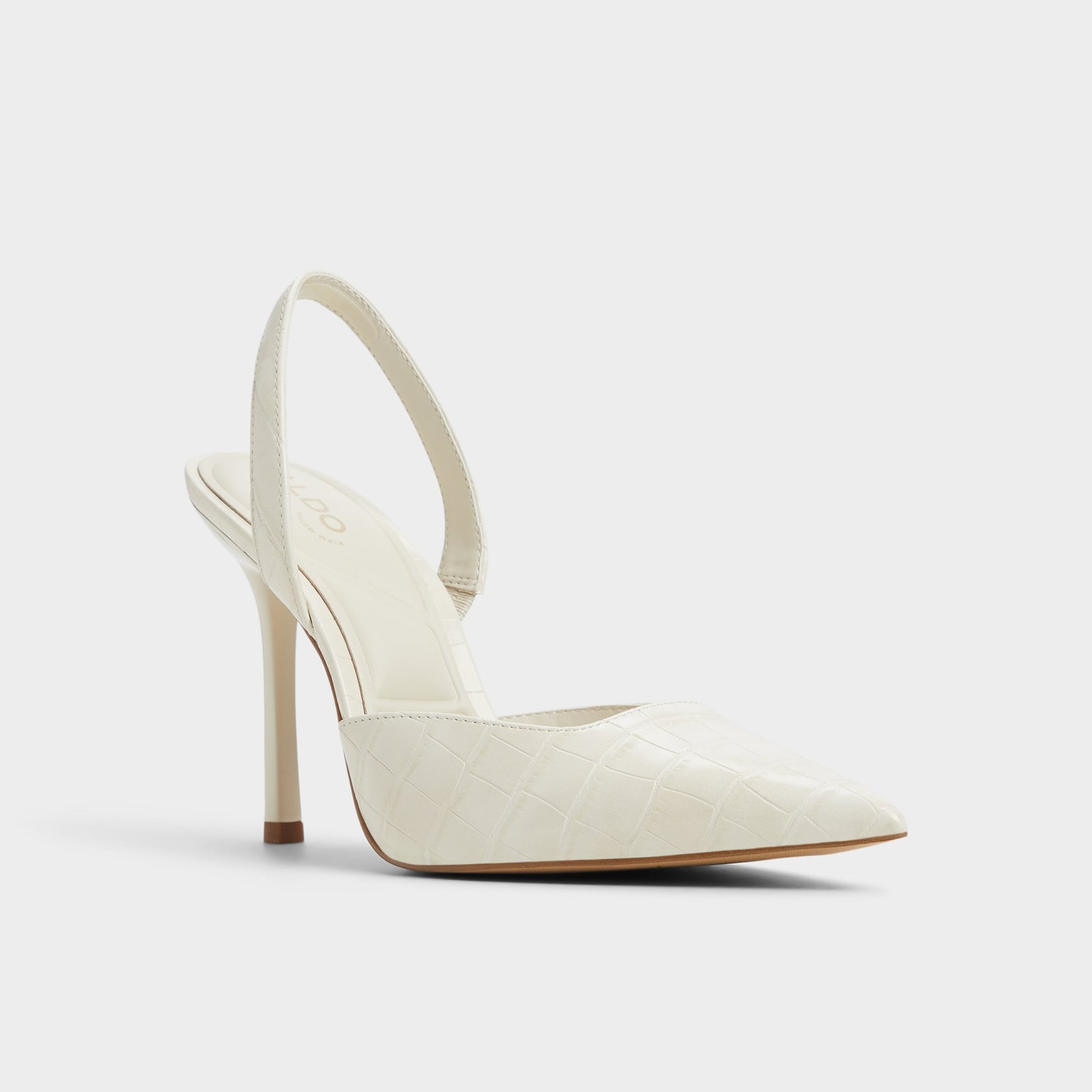 Three-quarter angle of Other White Berolden Slingback heel's front side
