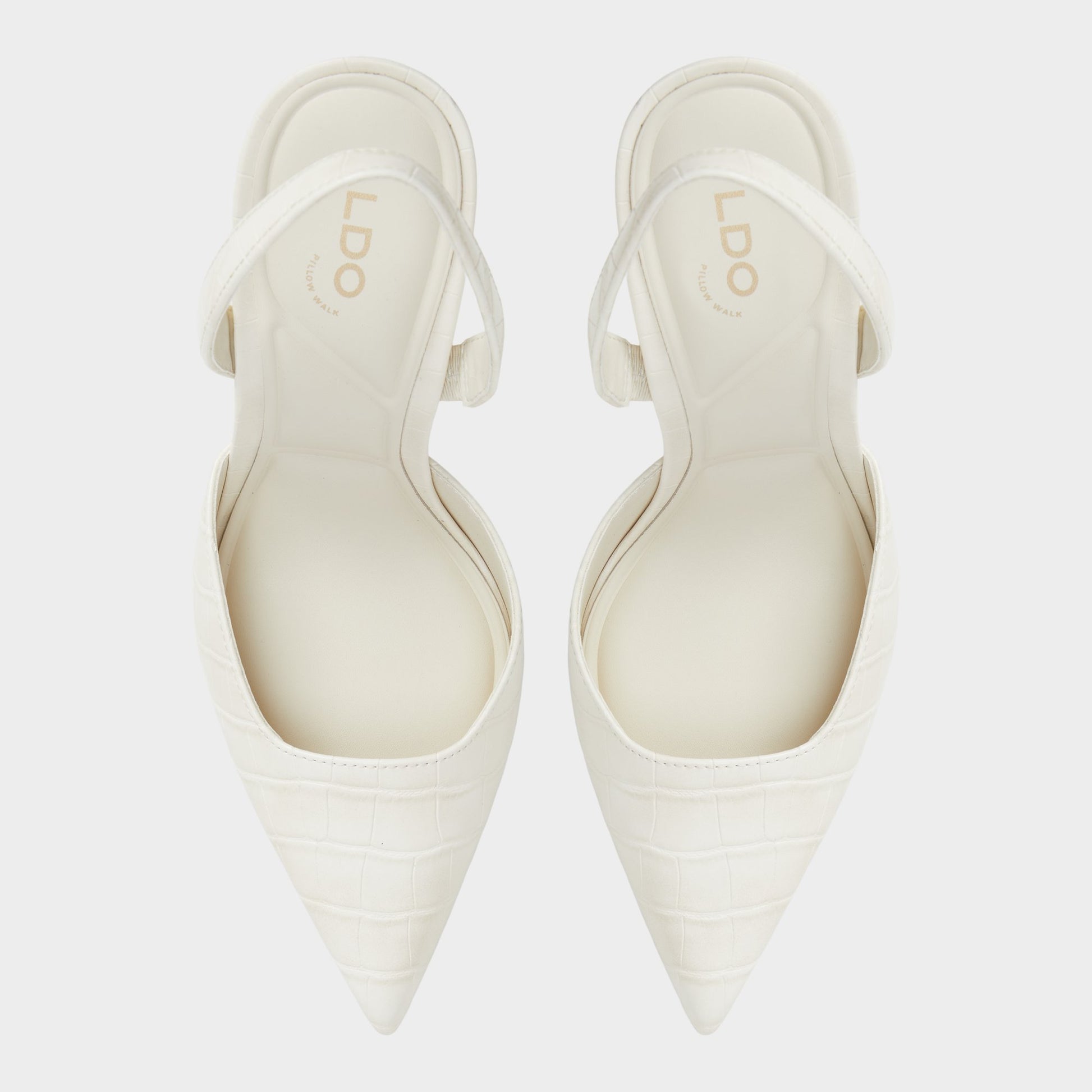 Top-down view of the Other White Berolden Slingback heel