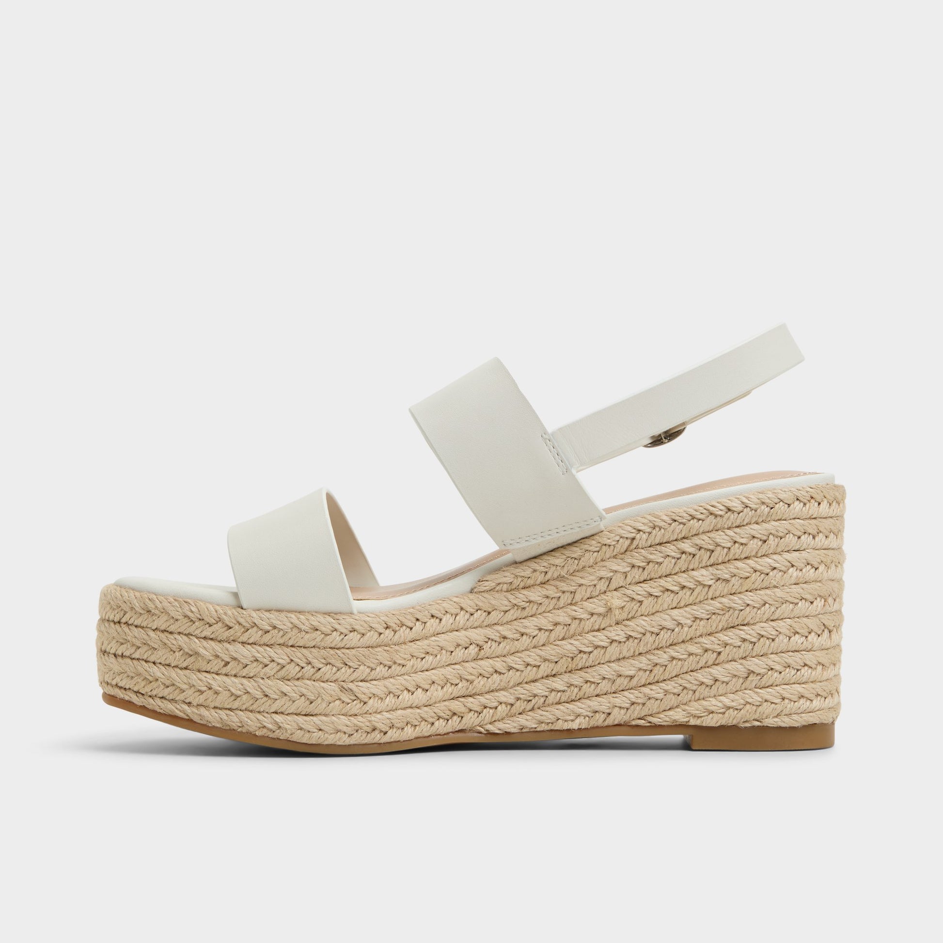 Side view of Open White Keoni Wedge sandal