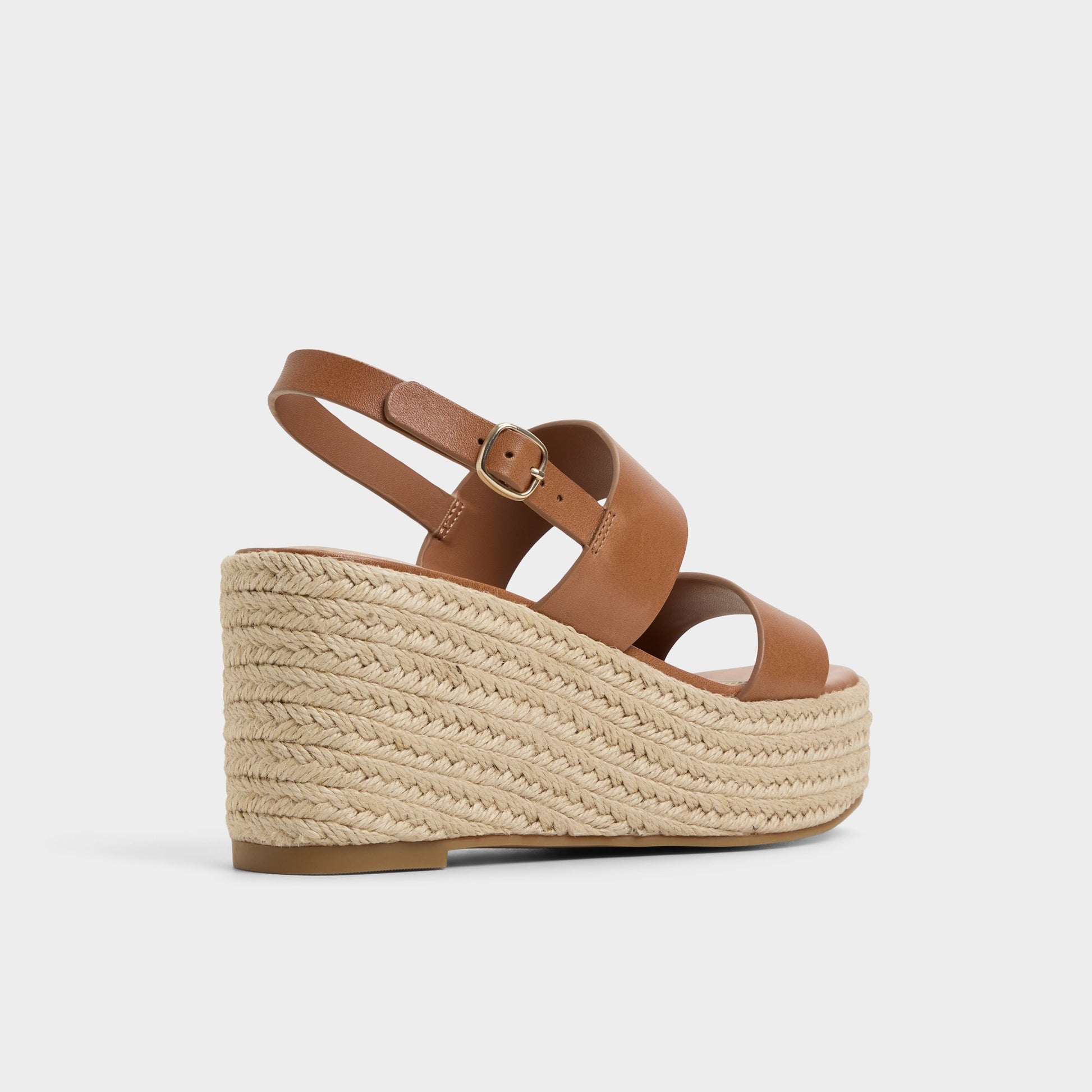 Three-quarter angle of Medium Brown Keoni Wedge sandal's back side