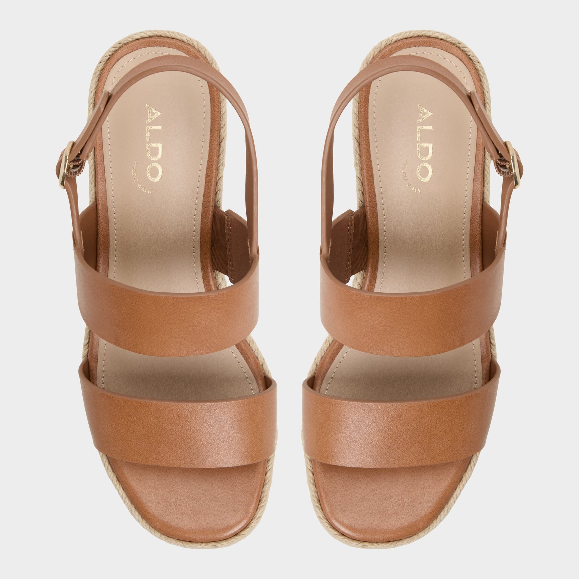 Top-down view of the Medium Brown Keoni Wedge sandal
