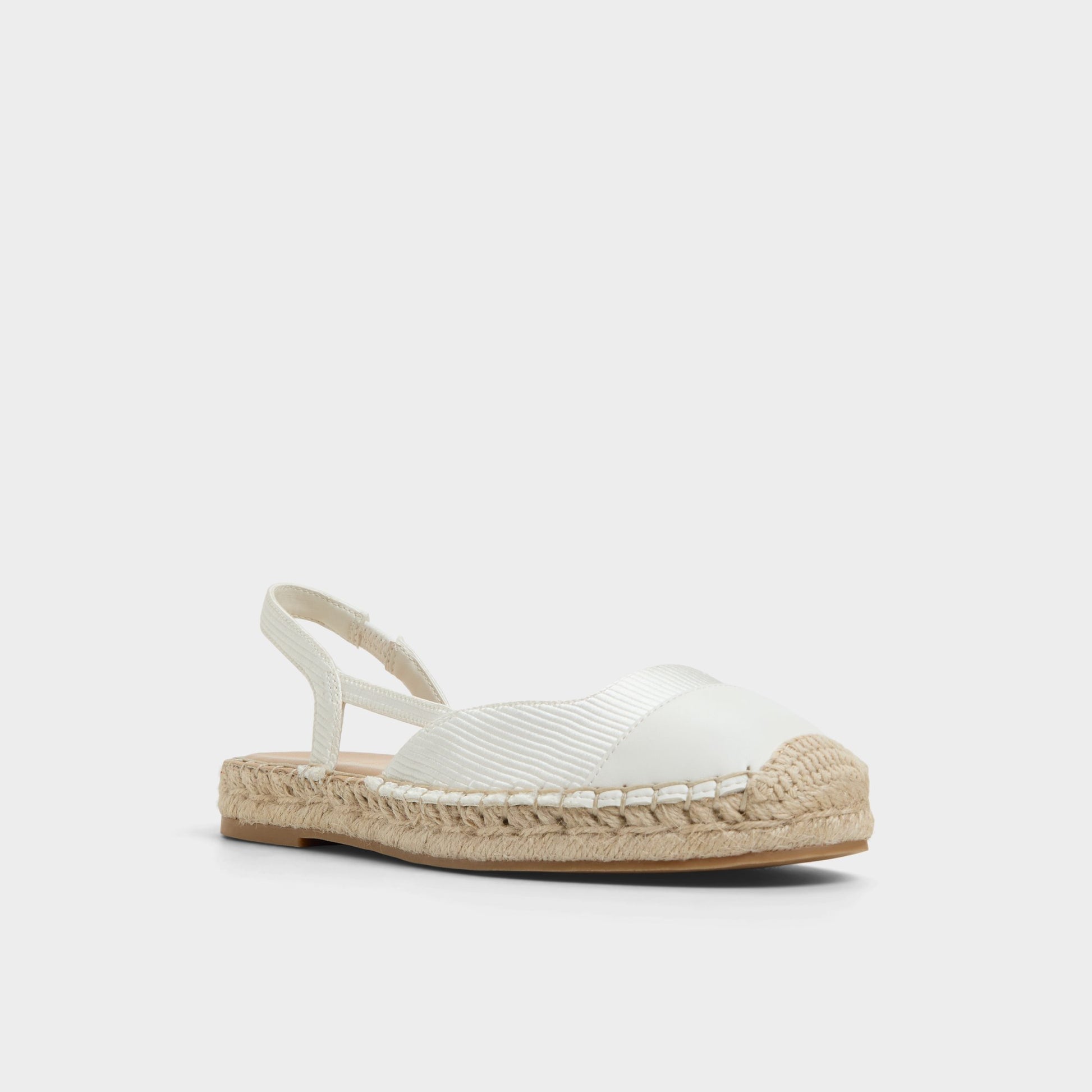 Three-quarter angle of White/Bone Marelinne Espadrille's front side