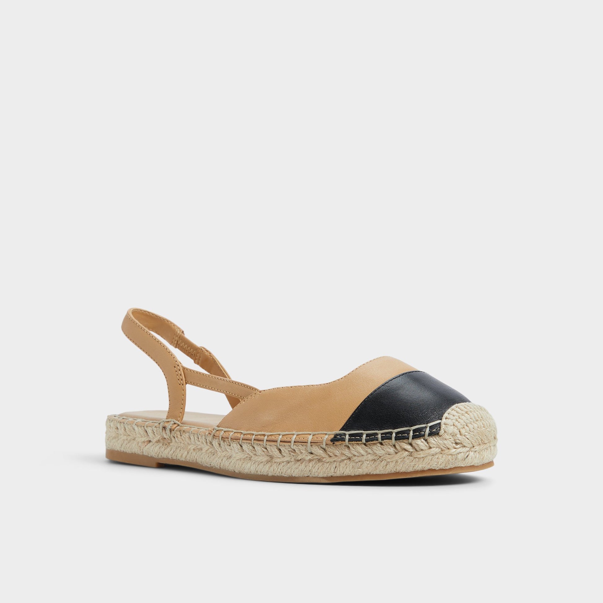 Three-quarter angle of Beige Marelinne Espadrille's front side