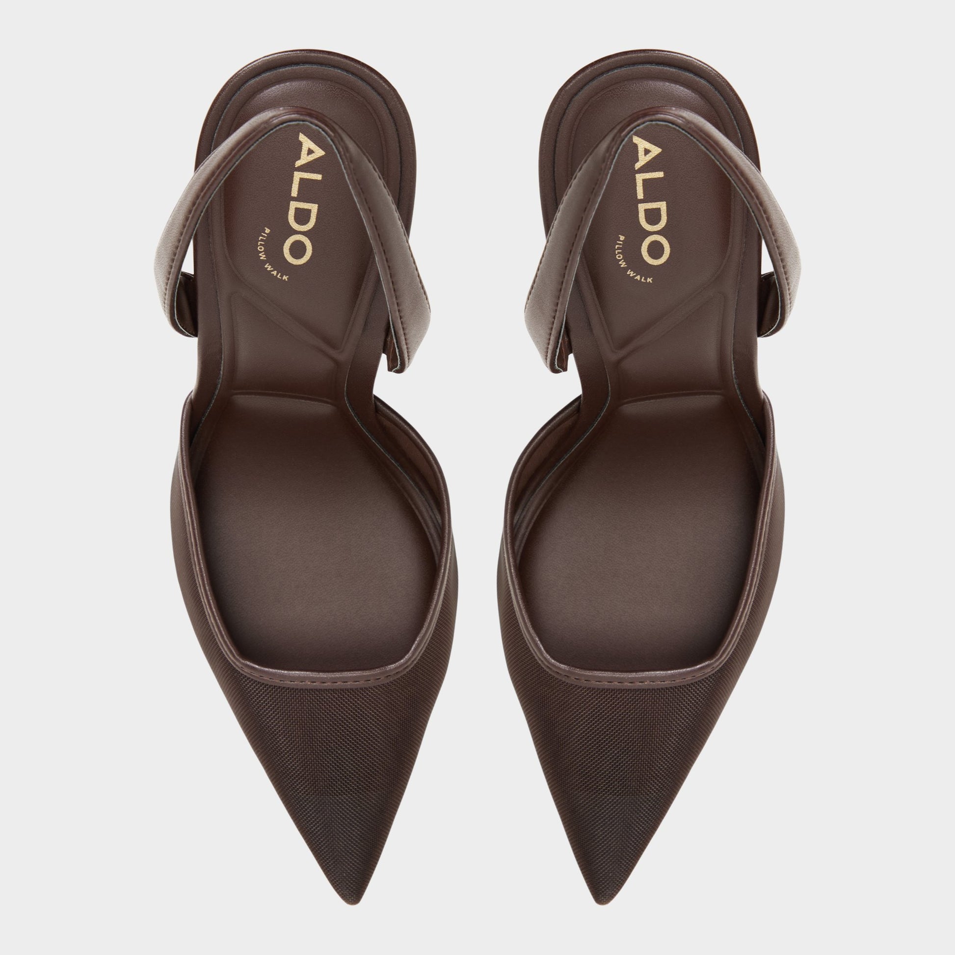 Top-down view of the Dark Brown Berolsen Sling back high heel