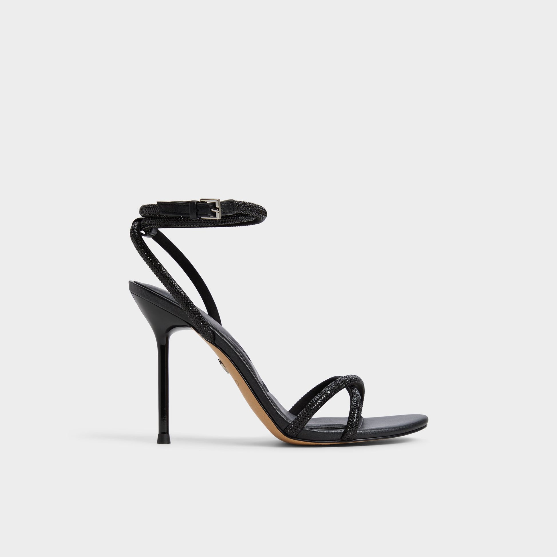 Main View of Black Manaelden Strappy heeled sandal for Womens