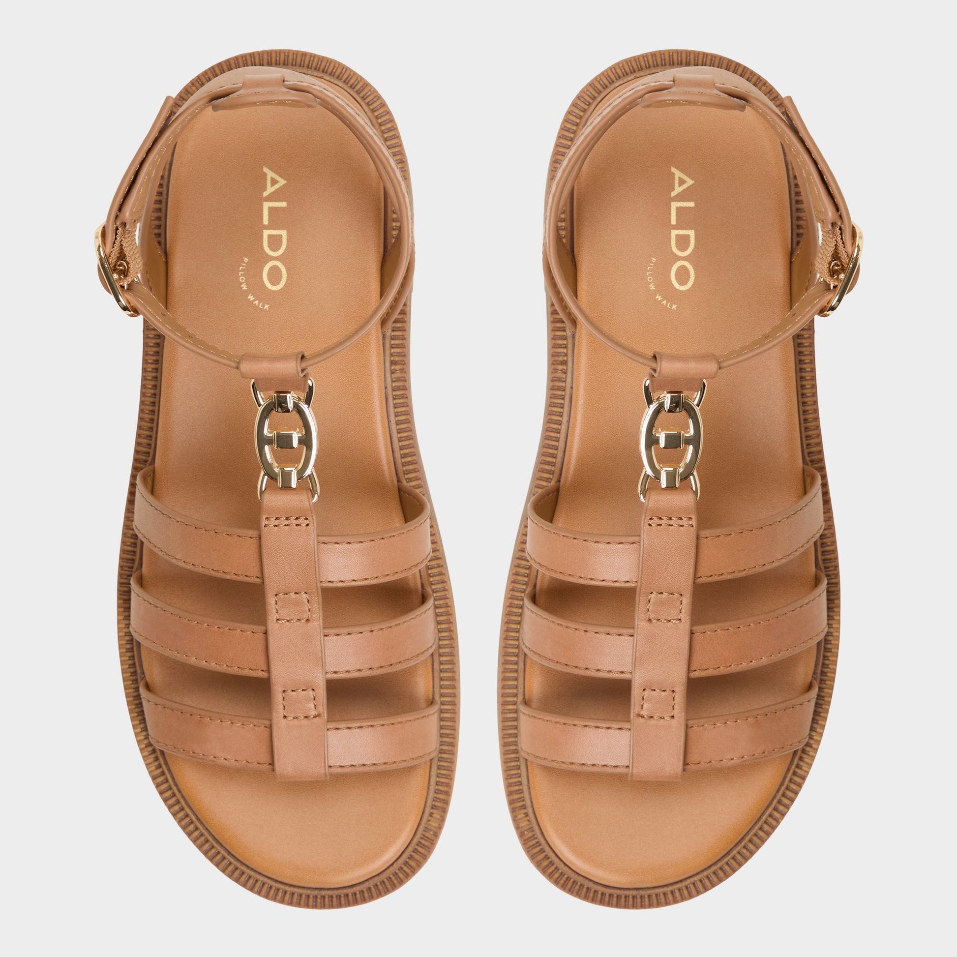 Vue de dessus de la Marron Moyen Lamington Sandale gladiateur