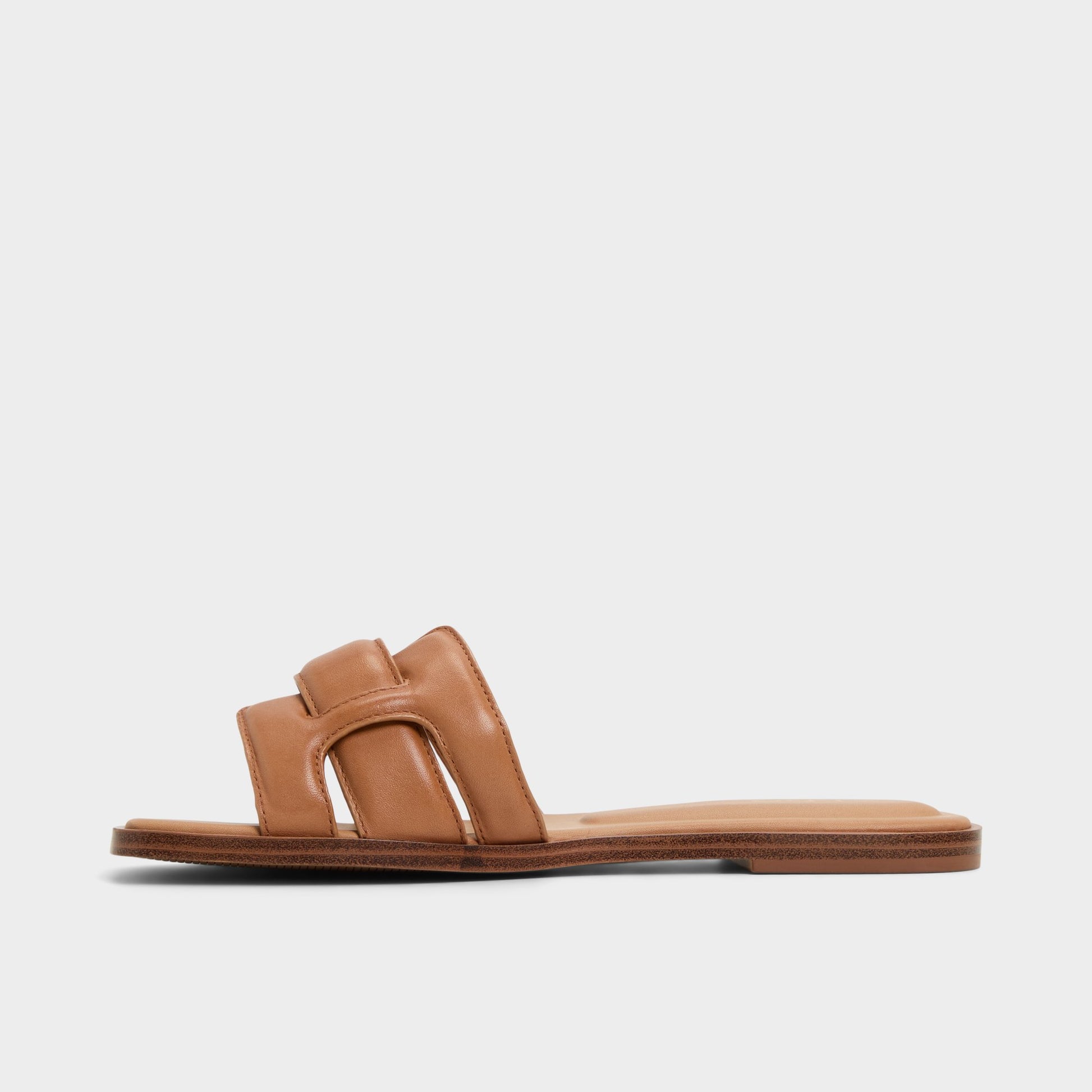 Side view of Medium Brown Eleny Slide sandal