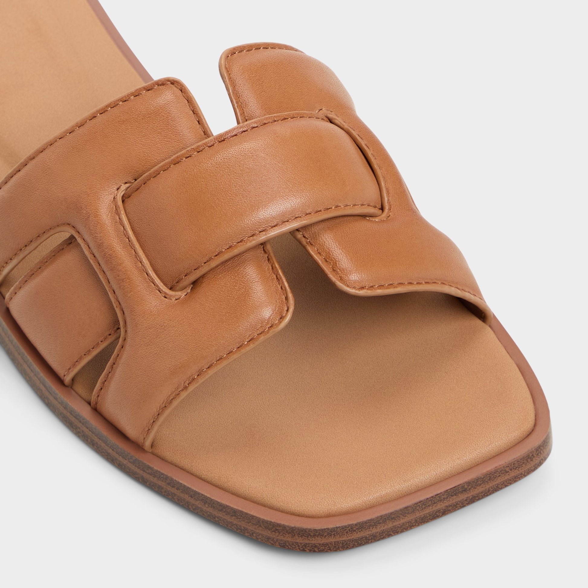 Close-up of the Medium Brown Eleny Slide sandal