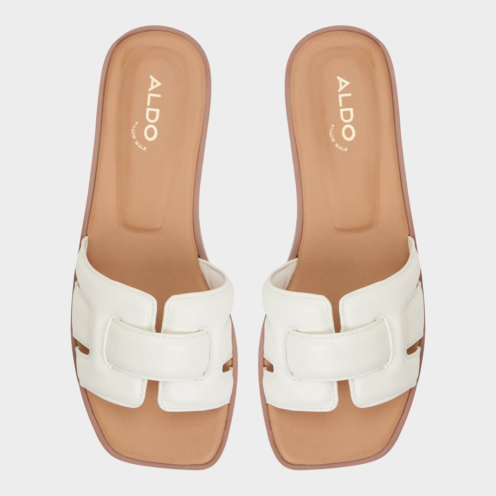 Top-down view of the White Eleny Slide sandal