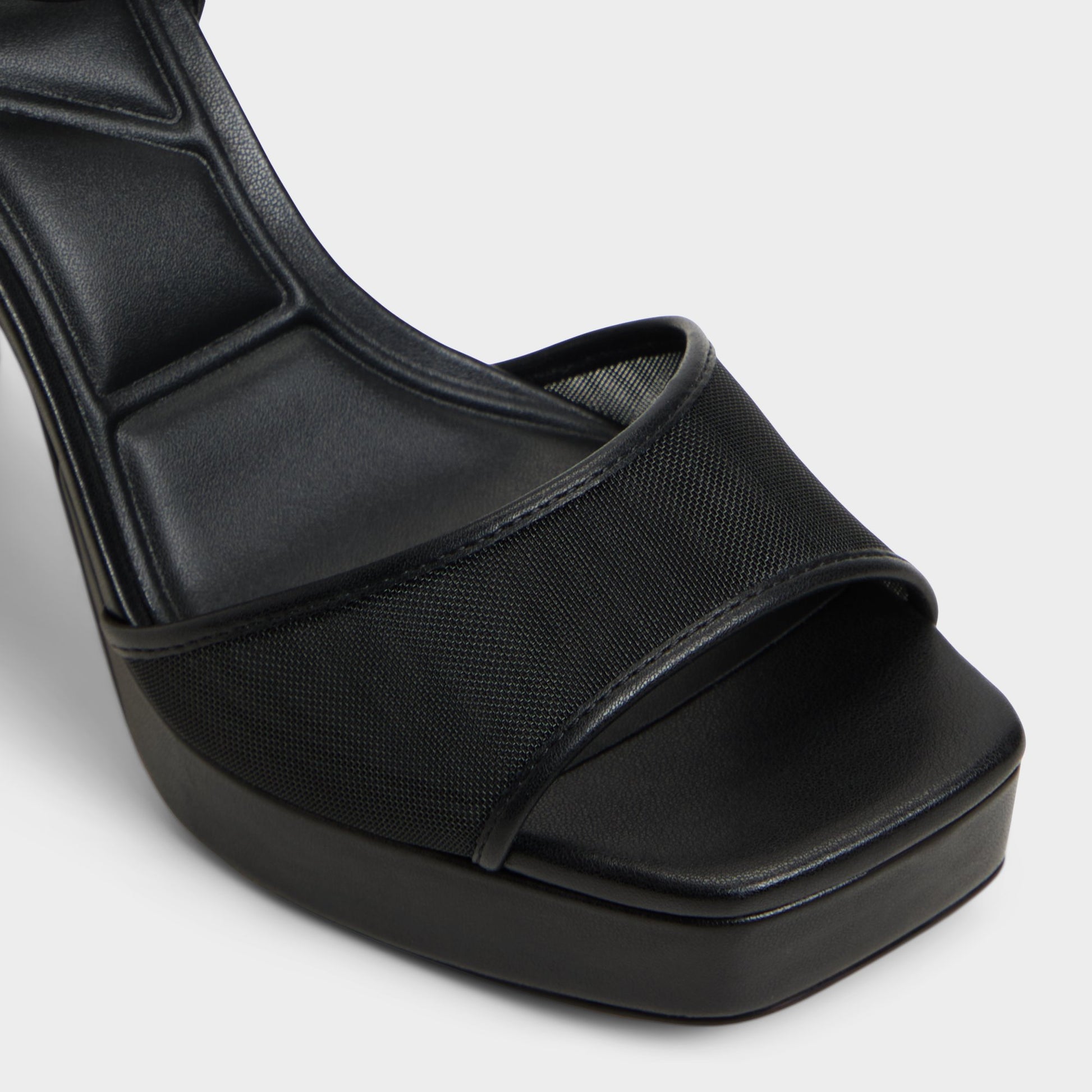 Close-up of the Black Chicglimmer Strappy heeled sandal