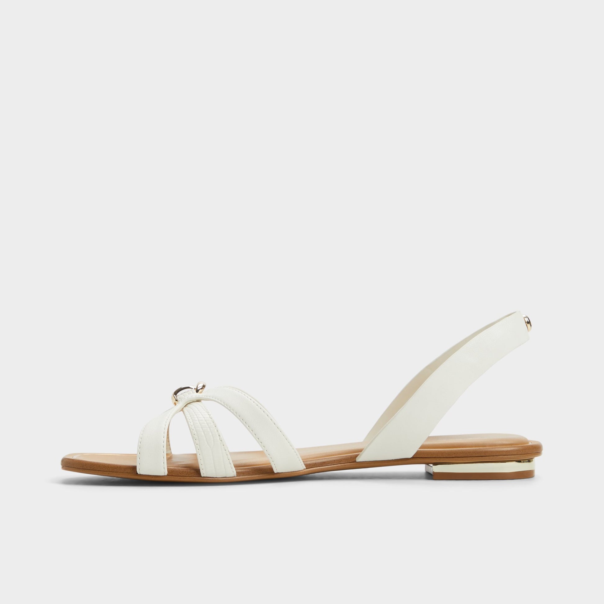 Side view of White Marassita Flat sandal