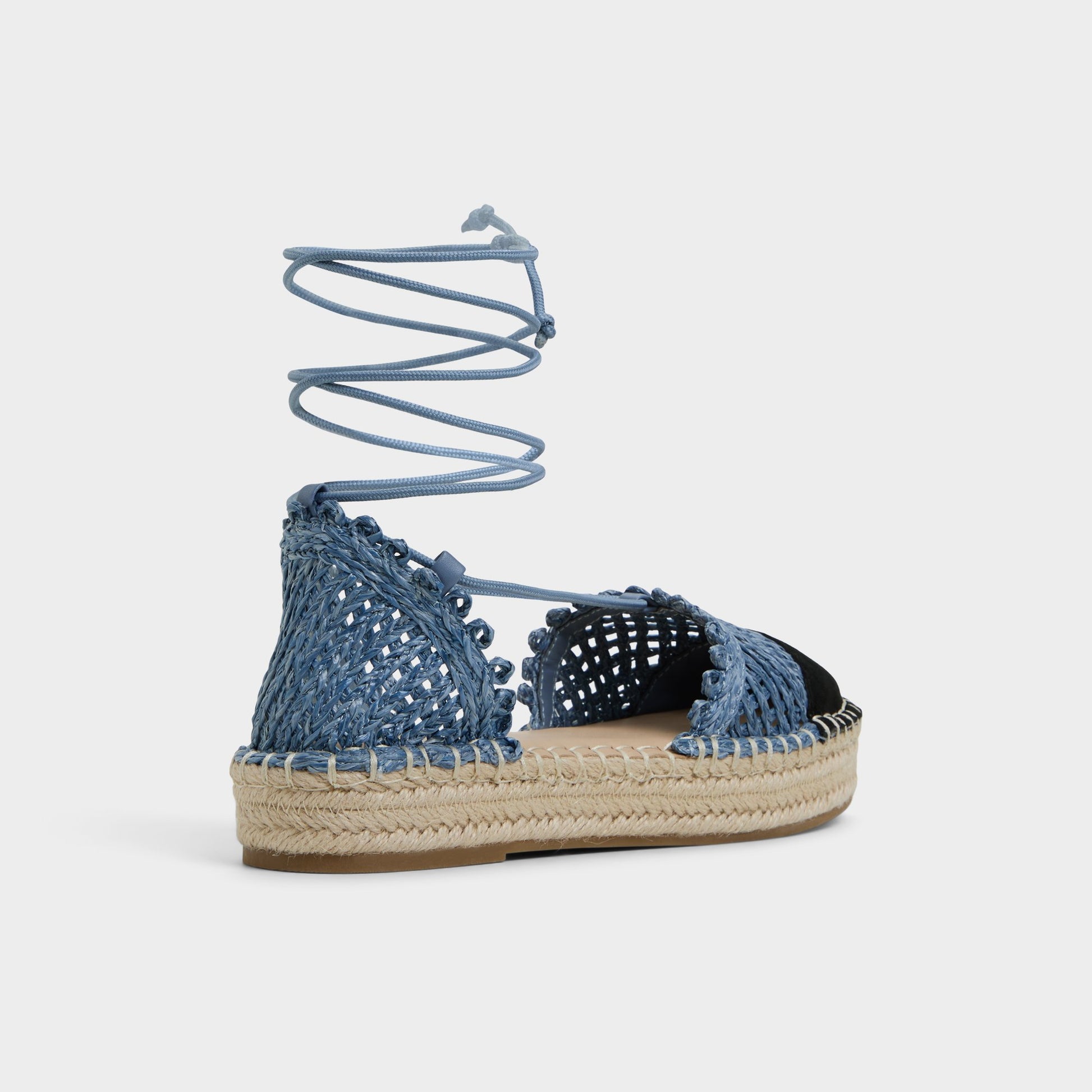 Three-quarter angle of Denim Picot Espadrille's back side