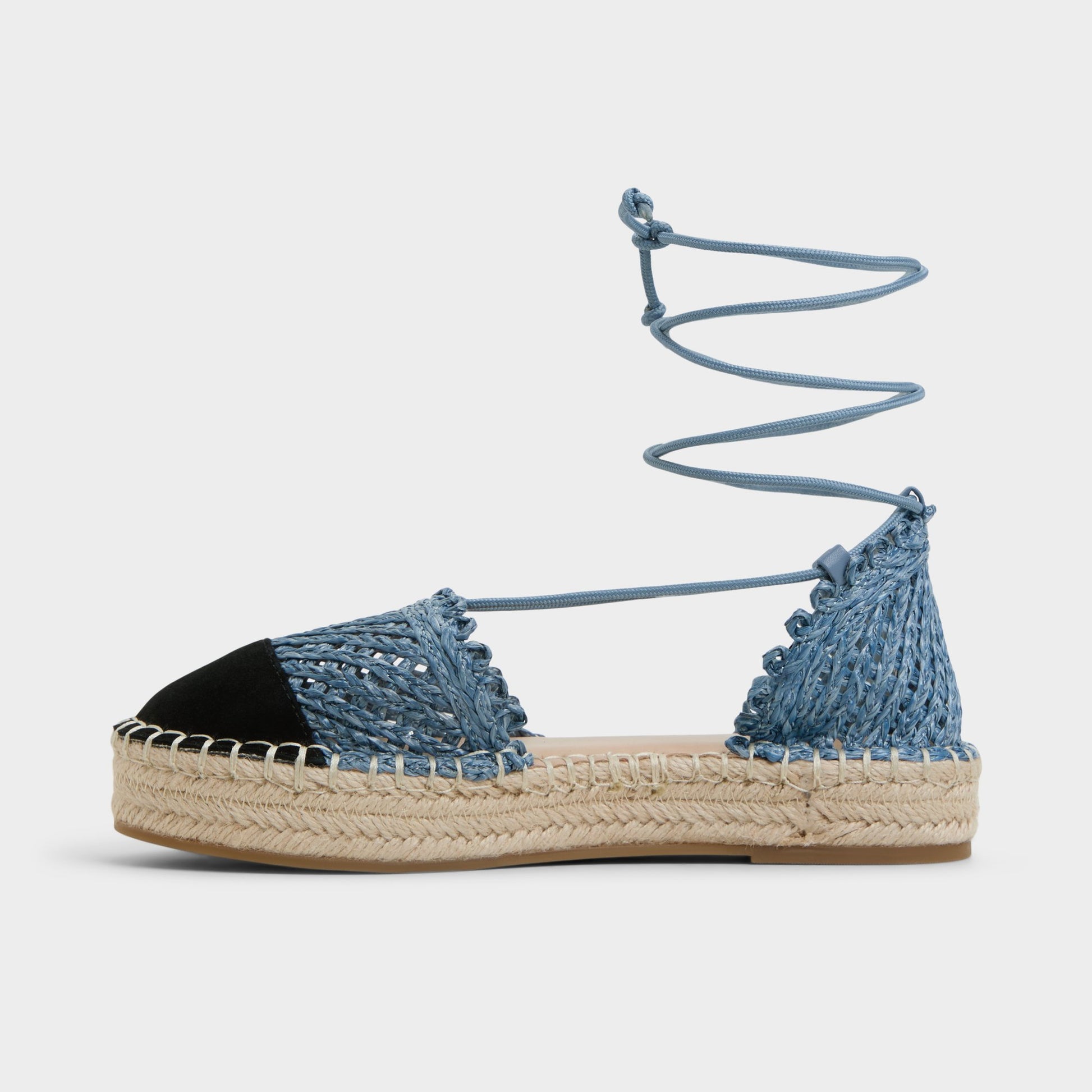 Side view of Denim Picot Espadrille
