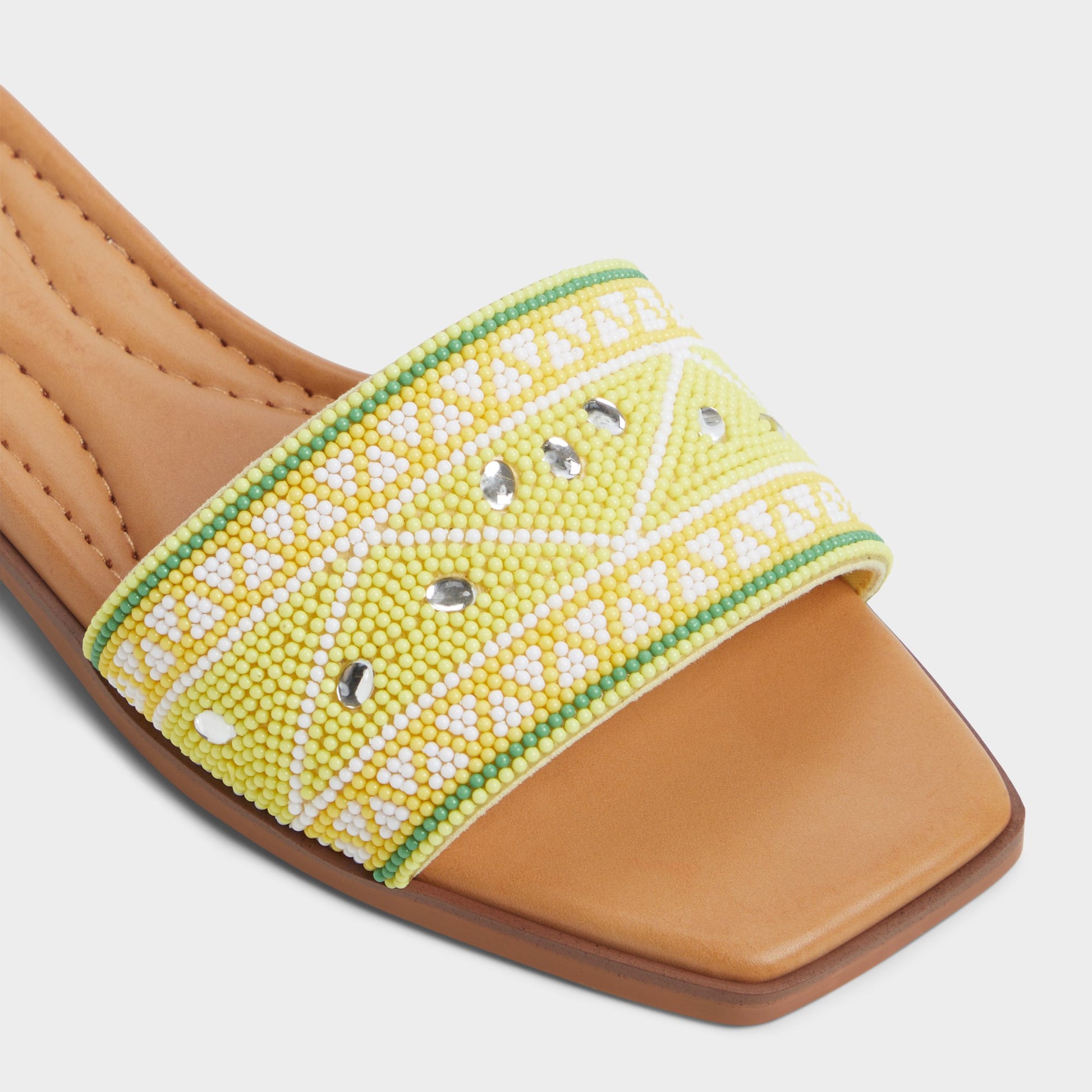 Close-up of the Bright Yellow Seavacay Slide sandal