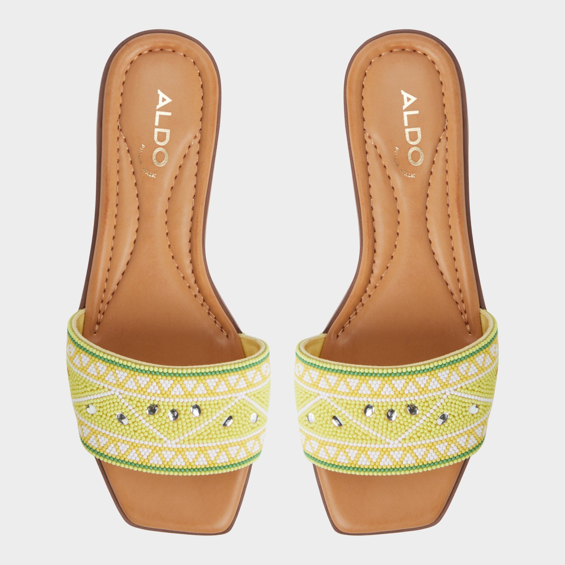 Top-down view of the Bright Yellow Seavacay Slide sandal