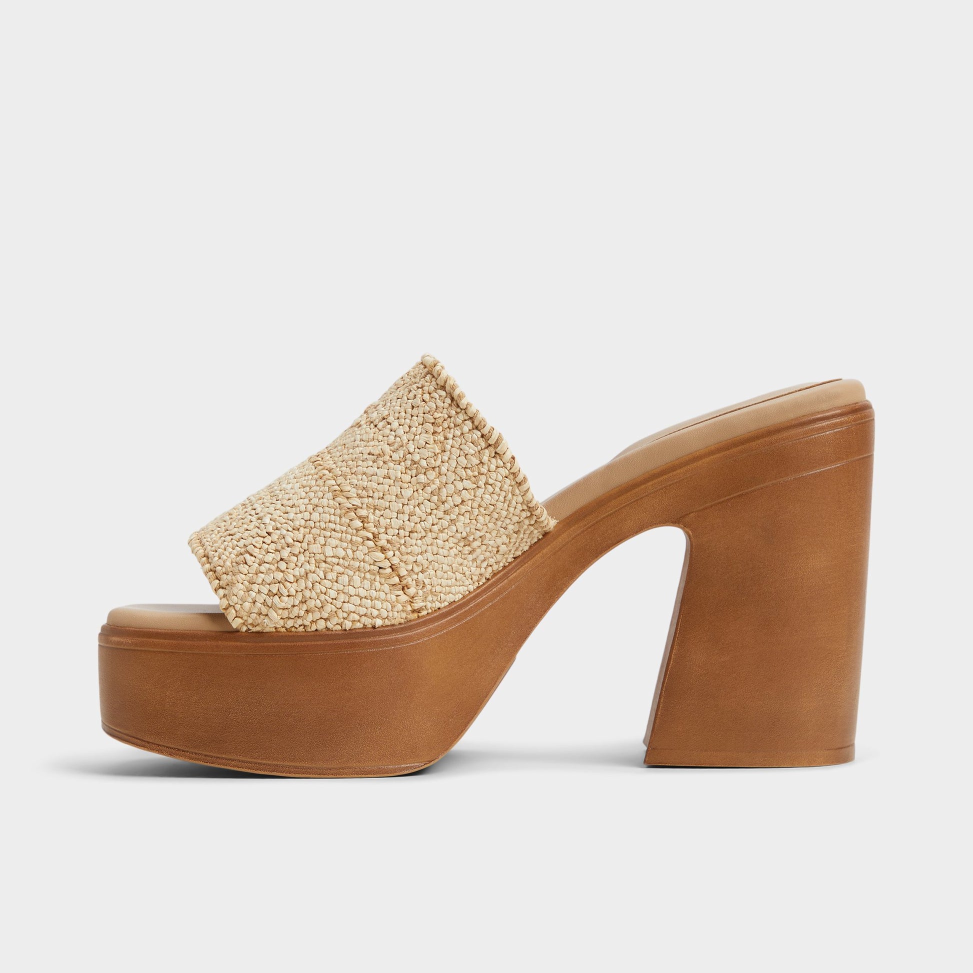 Side view of Natural Maysee Heeled mule
