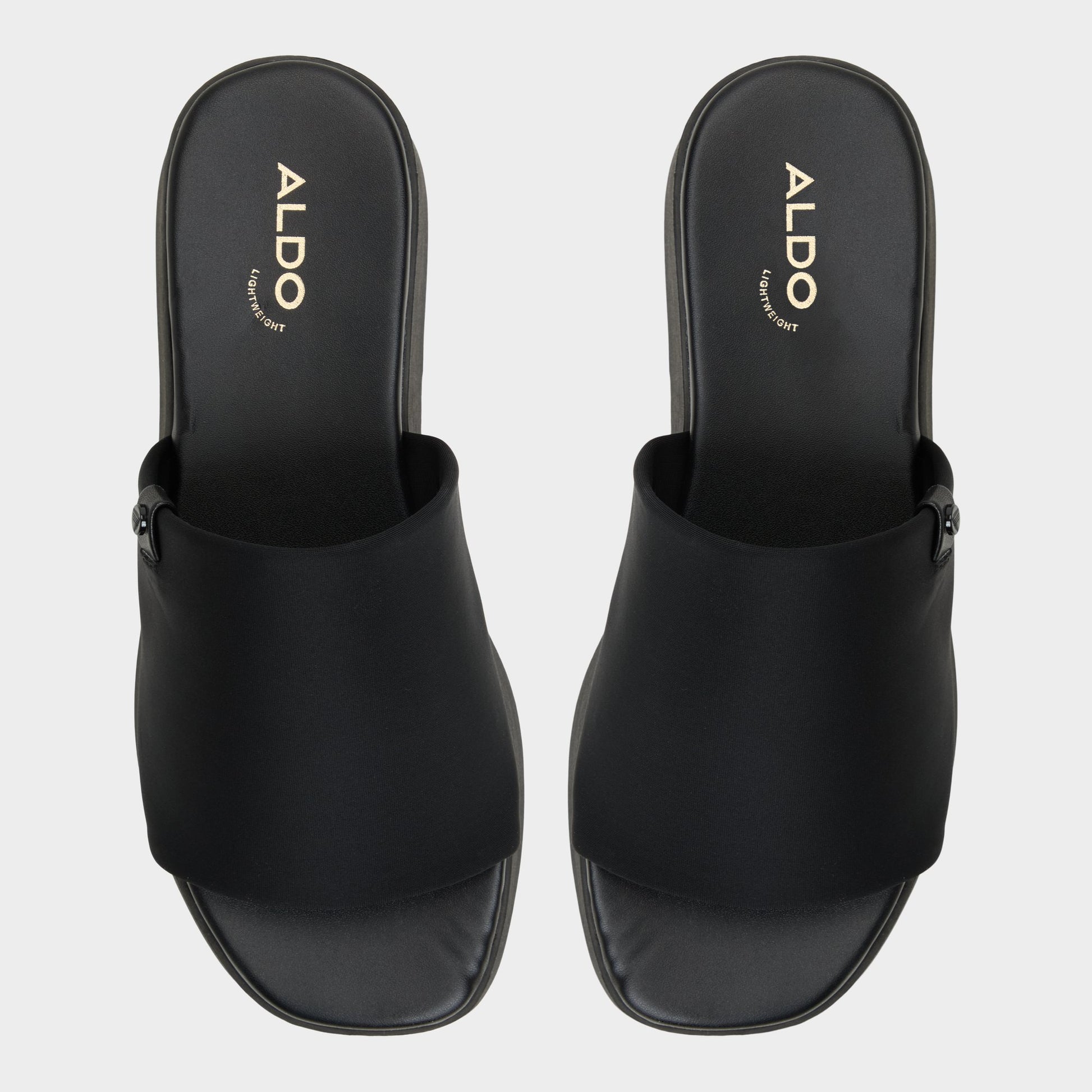 Top-down view of the Black Yassa Wedge sandal